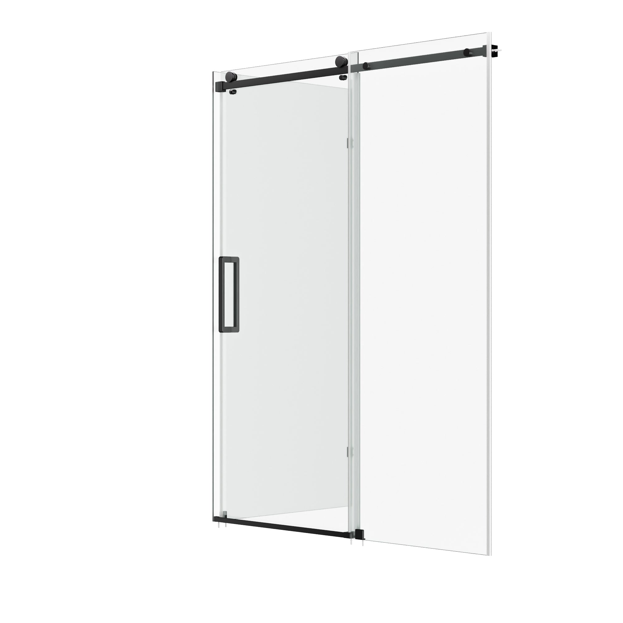 DeerValley DV-1SD469ZH016 Shower Door, Smooth Sliding Experience with Matte Black Top Rail and Clear Glass Panel