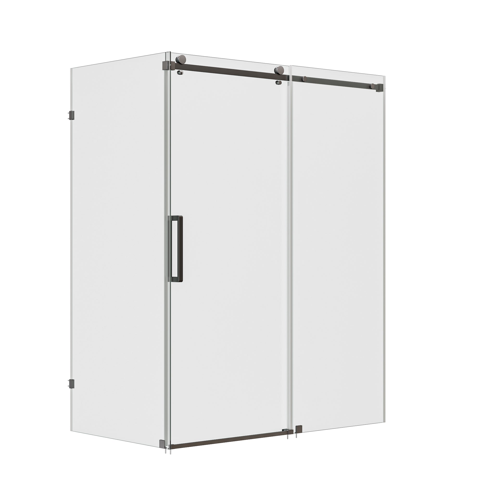 DeerValley DV-1SD469ZH016 Shower Door, Smooth Sliding Experience with Matte Black Top Rail and Clear Glass Panel