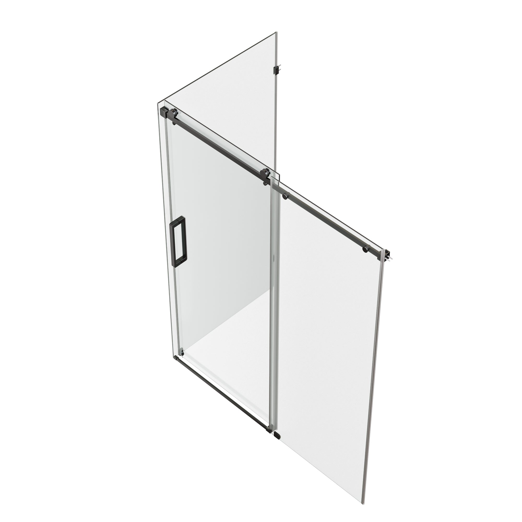 DeerValley DV-1SD469ZH016 Shower Door, Smooth Sliding Experience with Matte Black Top Rail and Clear Glass Panel