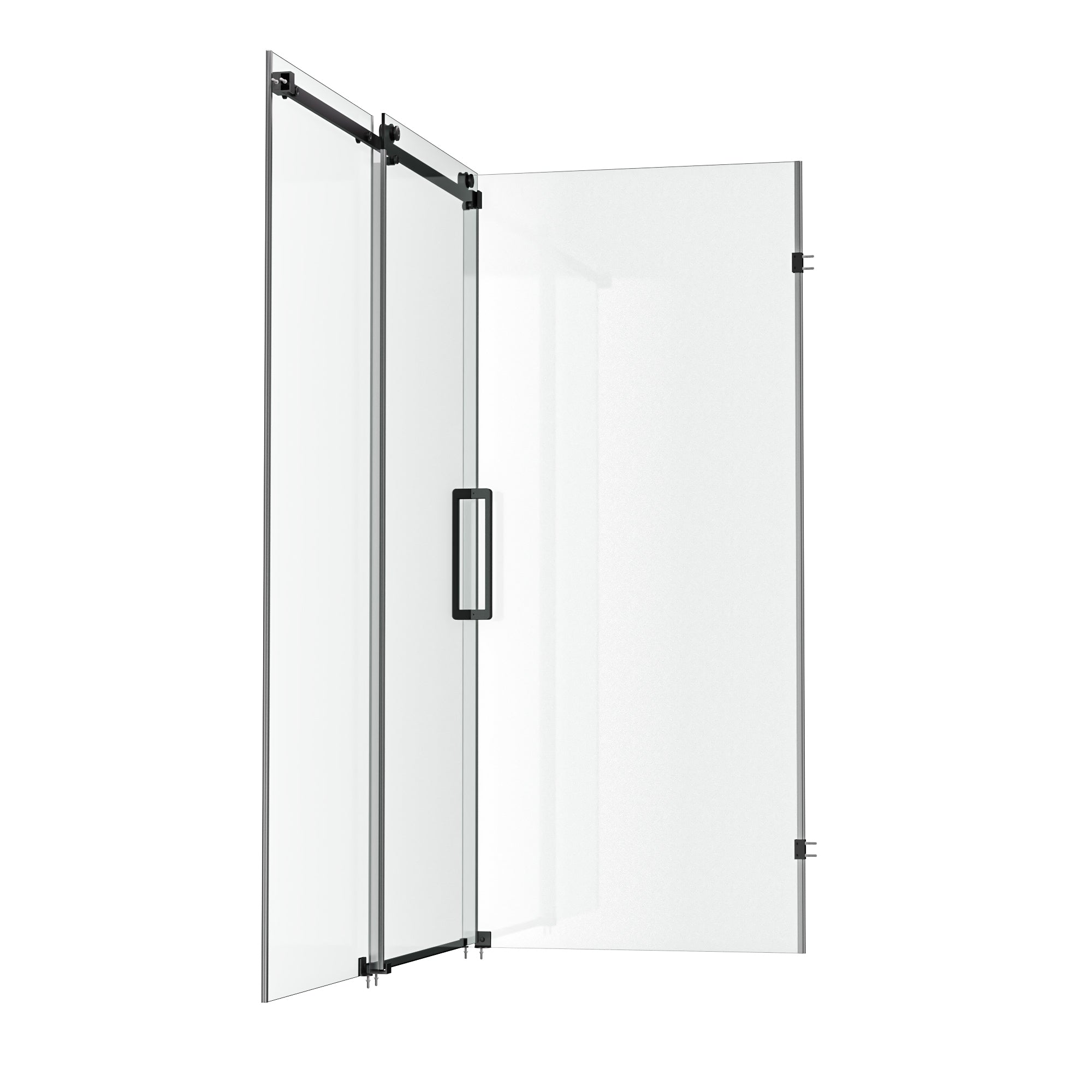 DeerValley DV-1SD469ZH016 Shower Door, Smooth Sliding Experience with Matte Black Top Rail and Clear Glass Panel