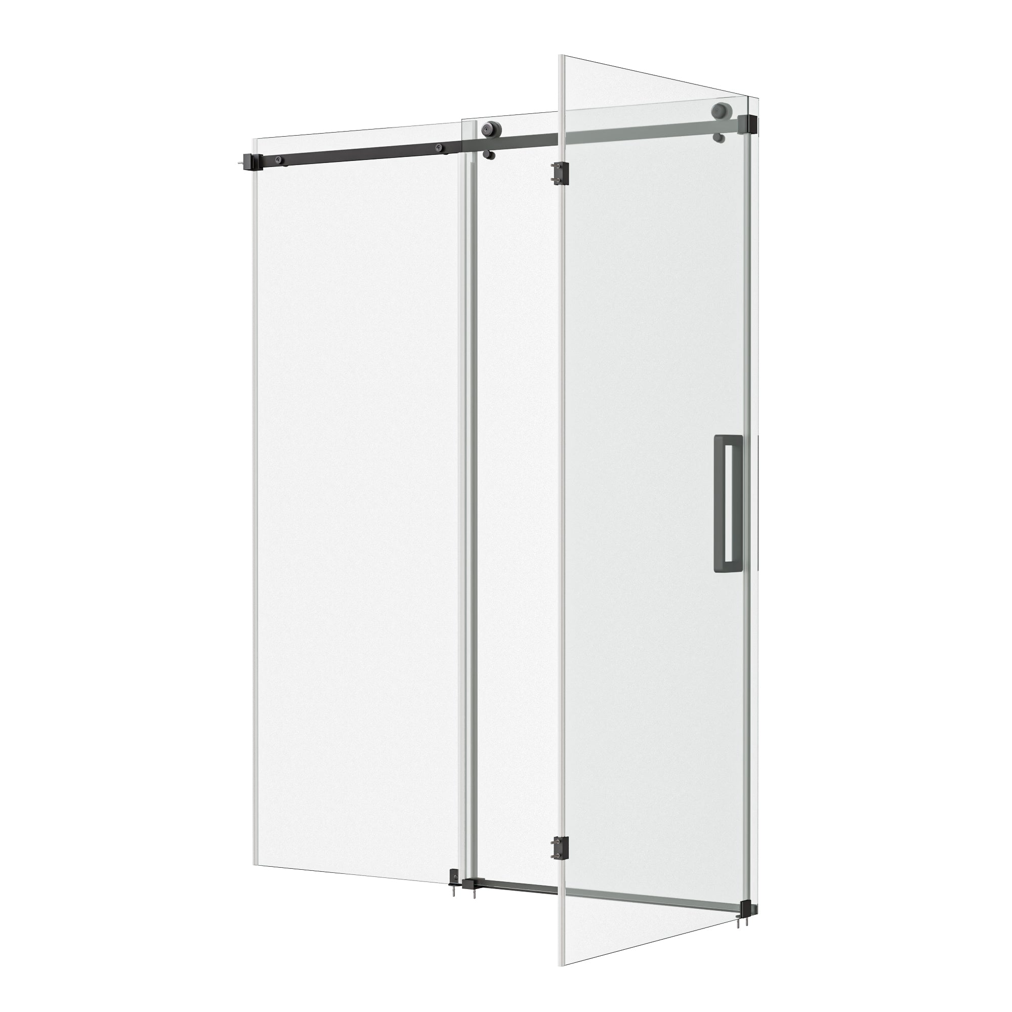DeerValley DV-1SD469ZH016 Shower Door, Smooth Sliding Experience with Matte Black Top Rail and Clear Glass Panel