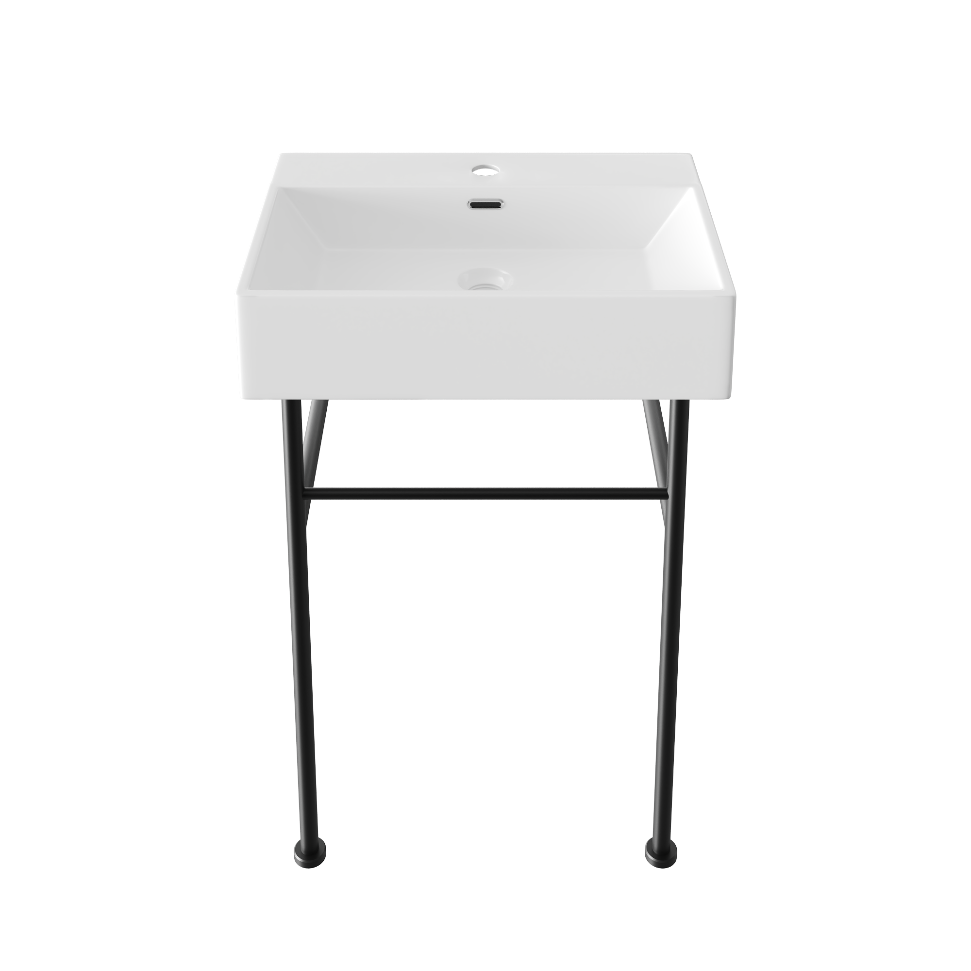 24" Rectangular Console Bathroom Sink, Single Faucet Hole