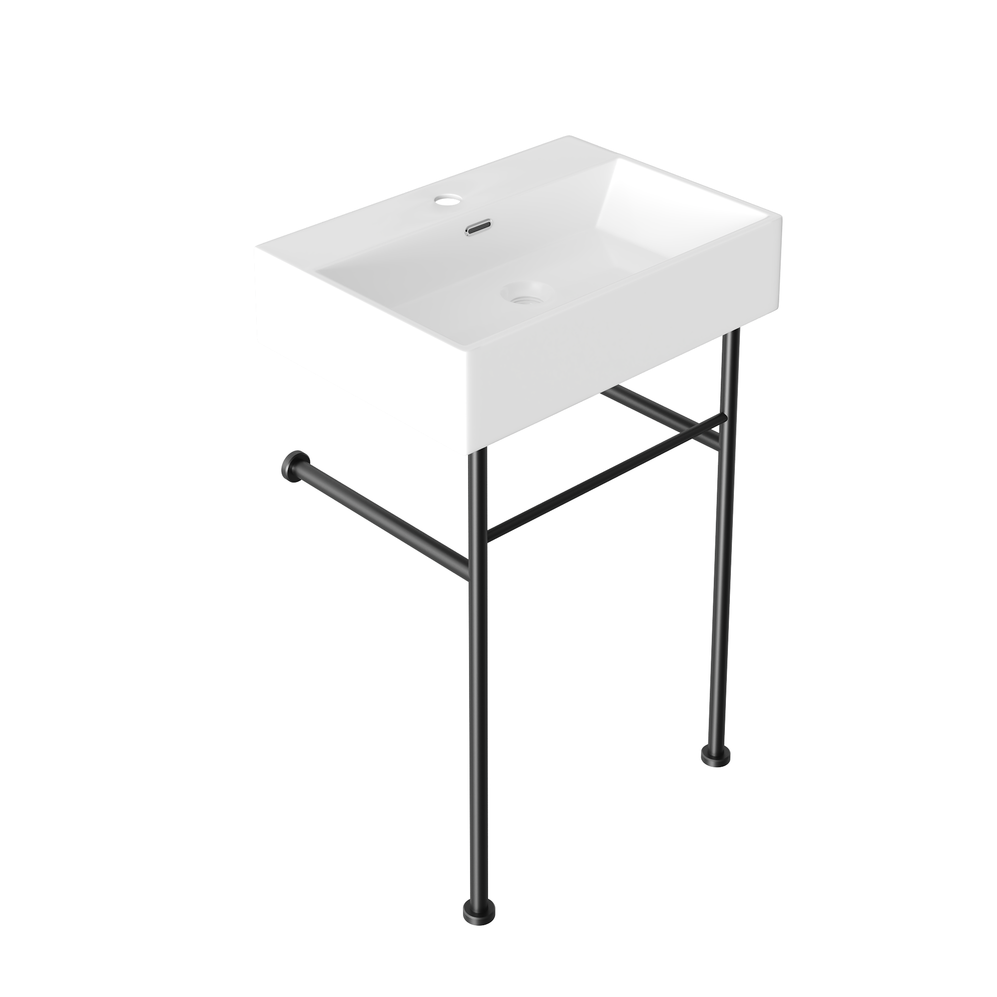 24" Rectangular Console Bathroom Sink, Single Faucet Hole