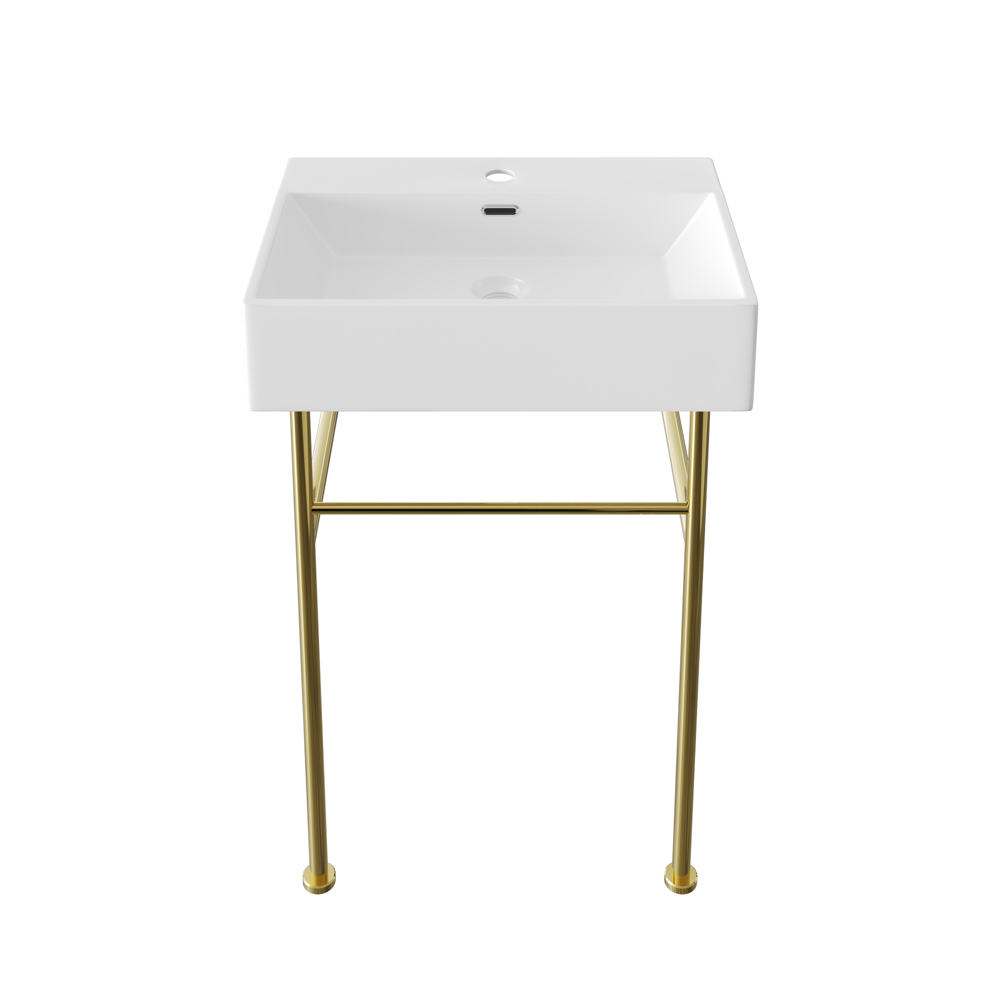 24" Rectangular Console Bathroom Sink, Single Faucet Hole