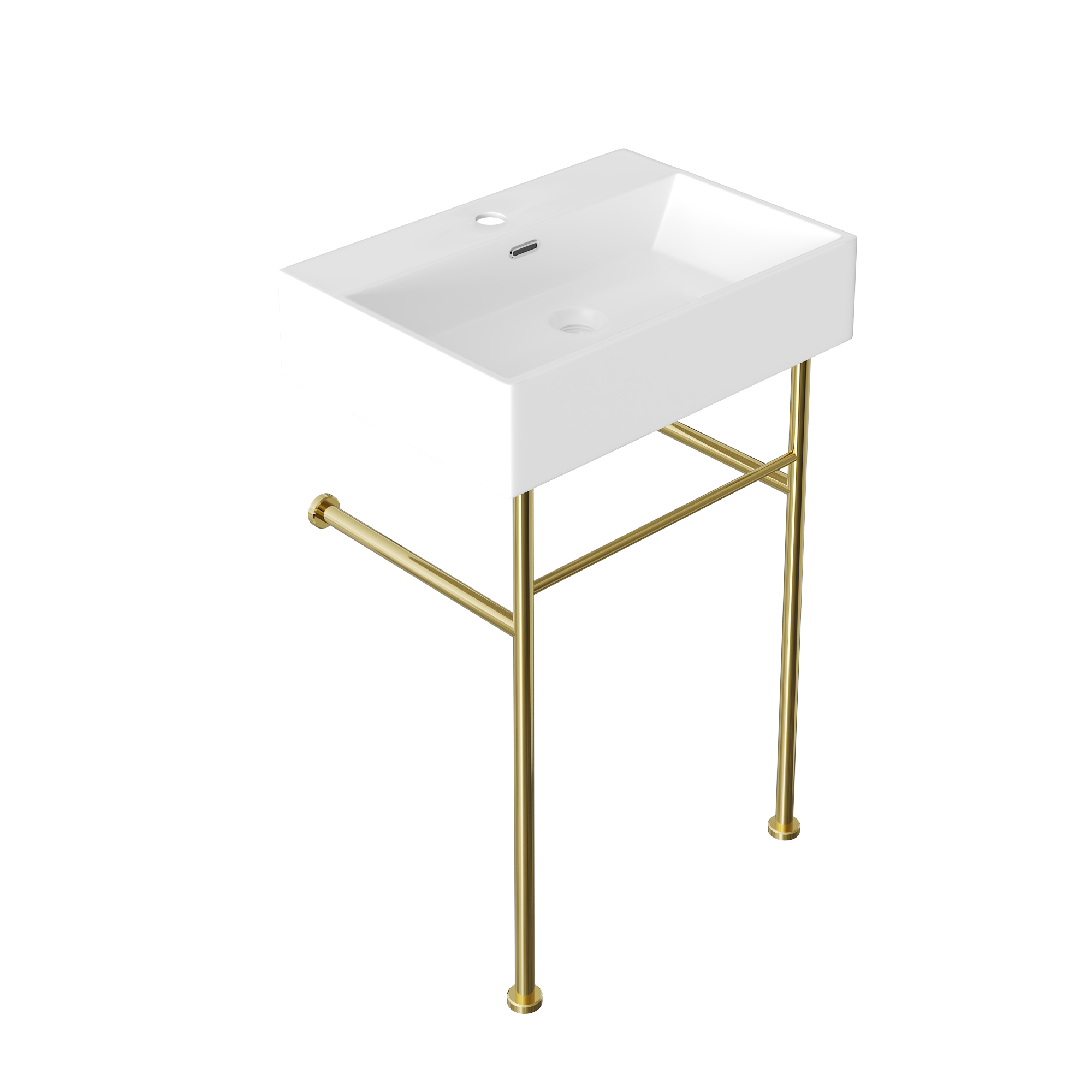 24" Rectangular Console Bathroom Sink, Single Faucet Hole