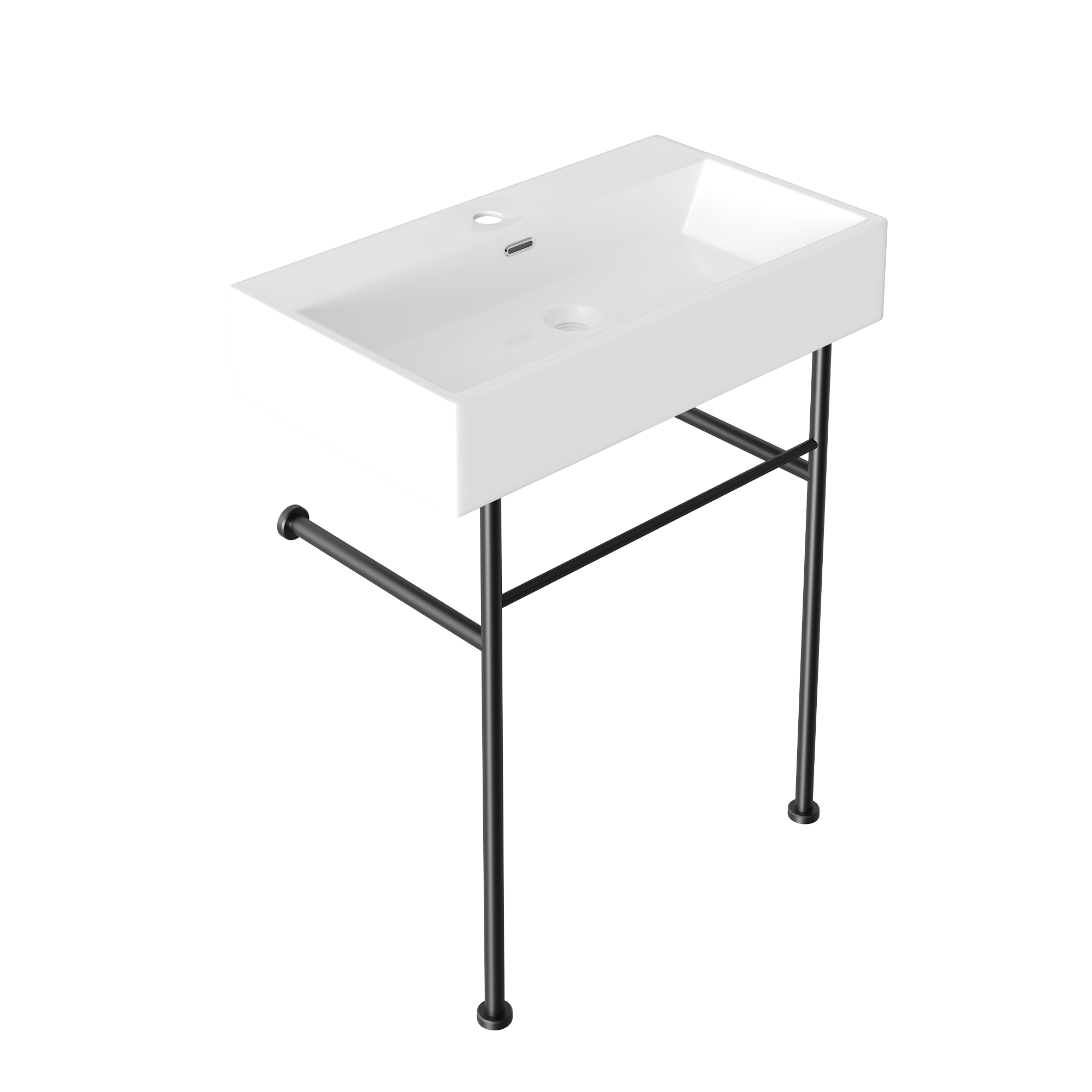 30" Rectangular Console Bathroom Sink, Single Faucet Hole