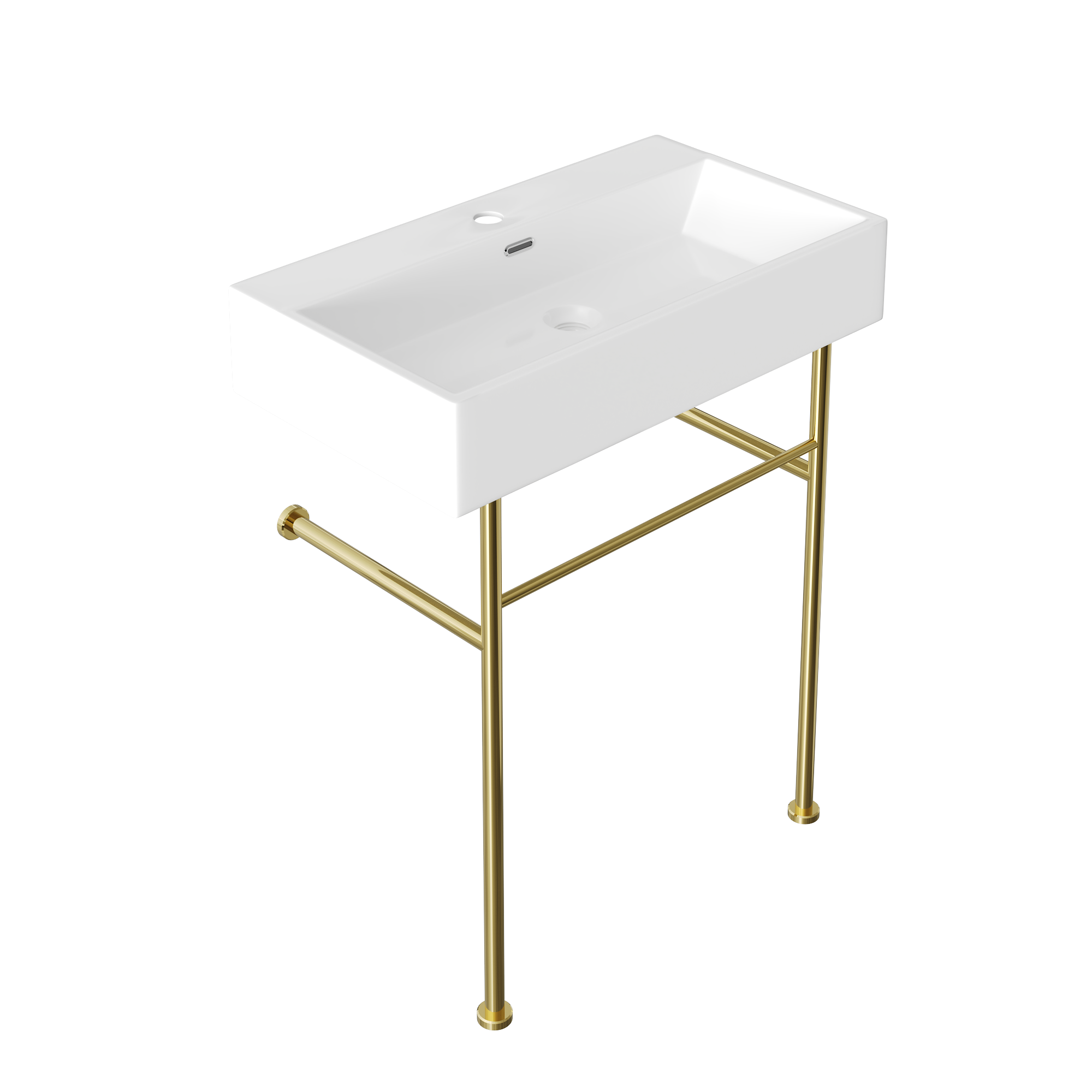 30" Rectangular Console Bathroom Sink, Single Faucet Hole