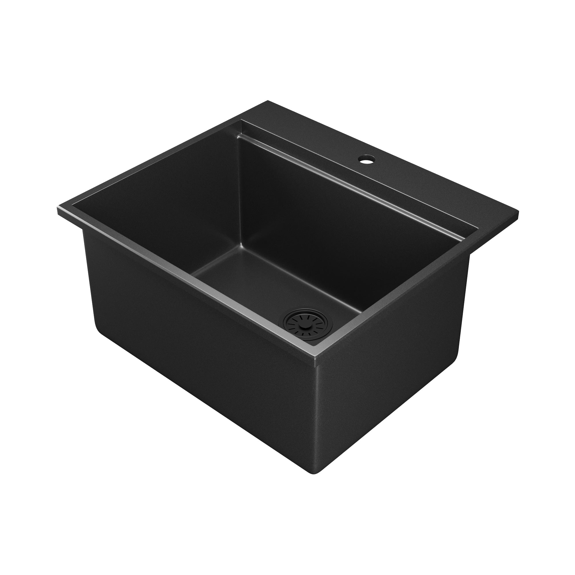 PERCH 22" D Rectangular Drop-in Kitchen Sink, Granite Composite With Multiple Styles