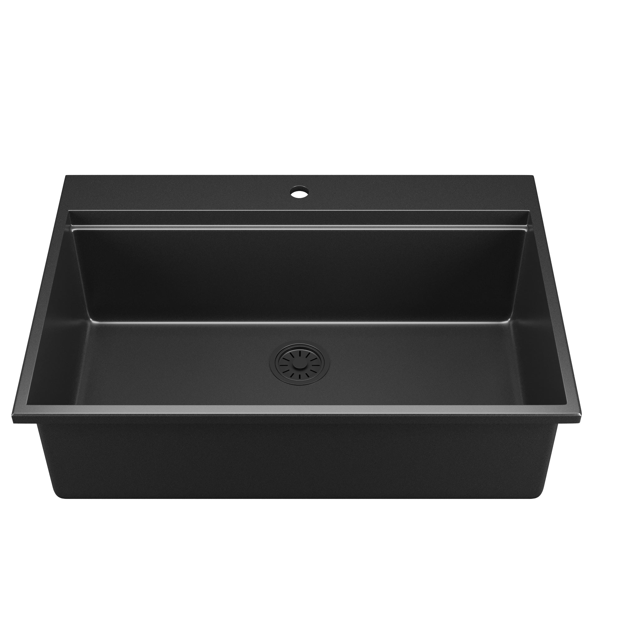 PERCH 22" D Rectangular Drop-in Kitchen Sink, Granite Composite With Multiple Styles