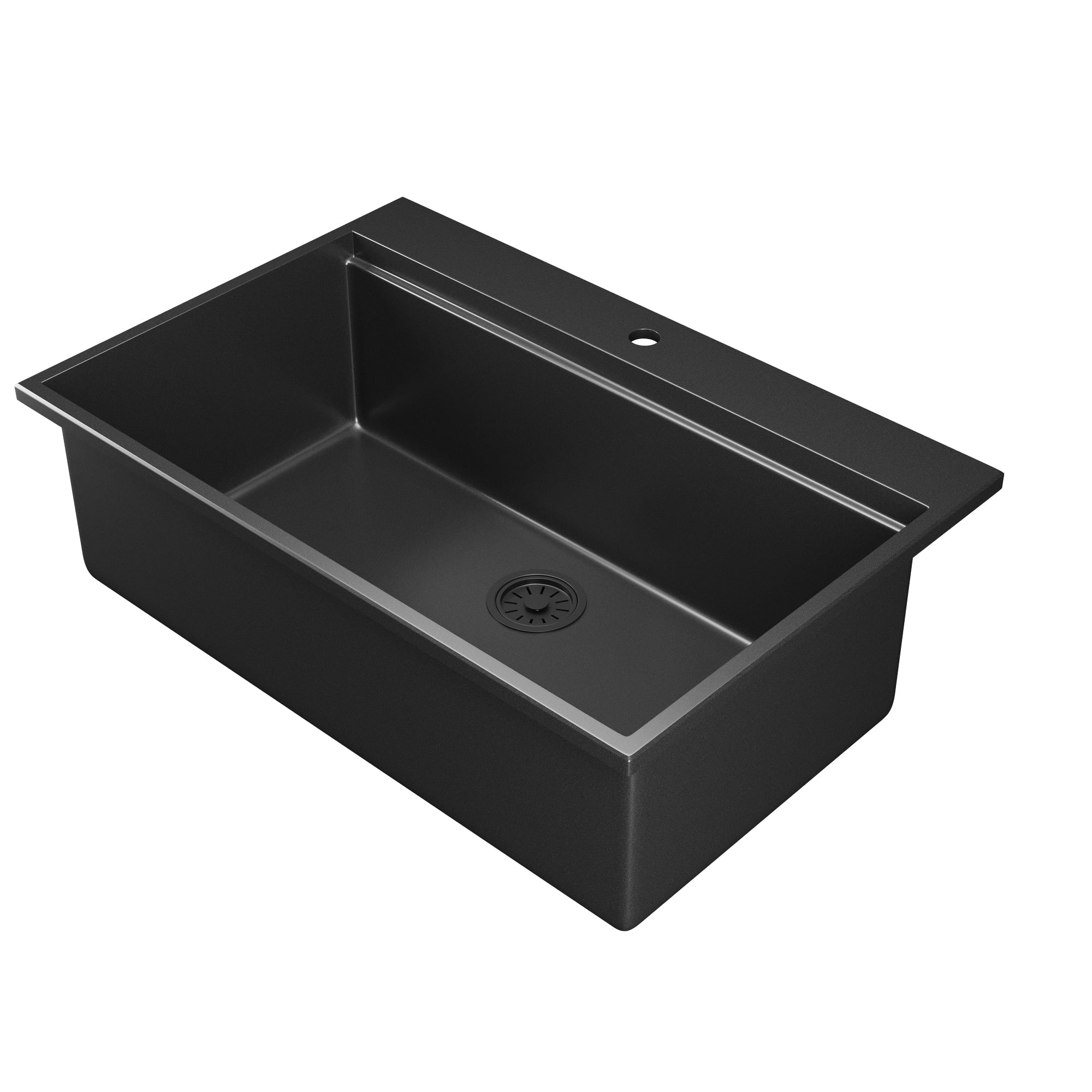 PERCH 22" D Rectangular Drop-in Kitchen Sink, Granite Composite With Multiple Styles