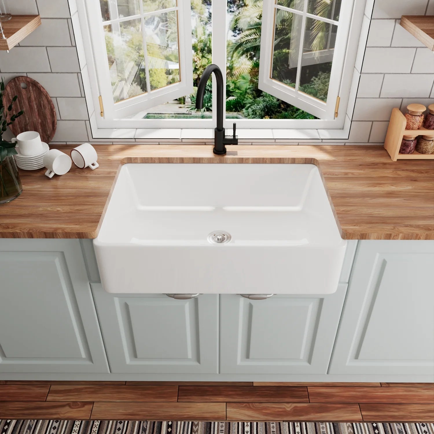 DeerValley Bath DeerValley DV-1K119 Feast 33" L x 20" W Ceramic Farmhouse Kitchen Sink Kitchen Sink