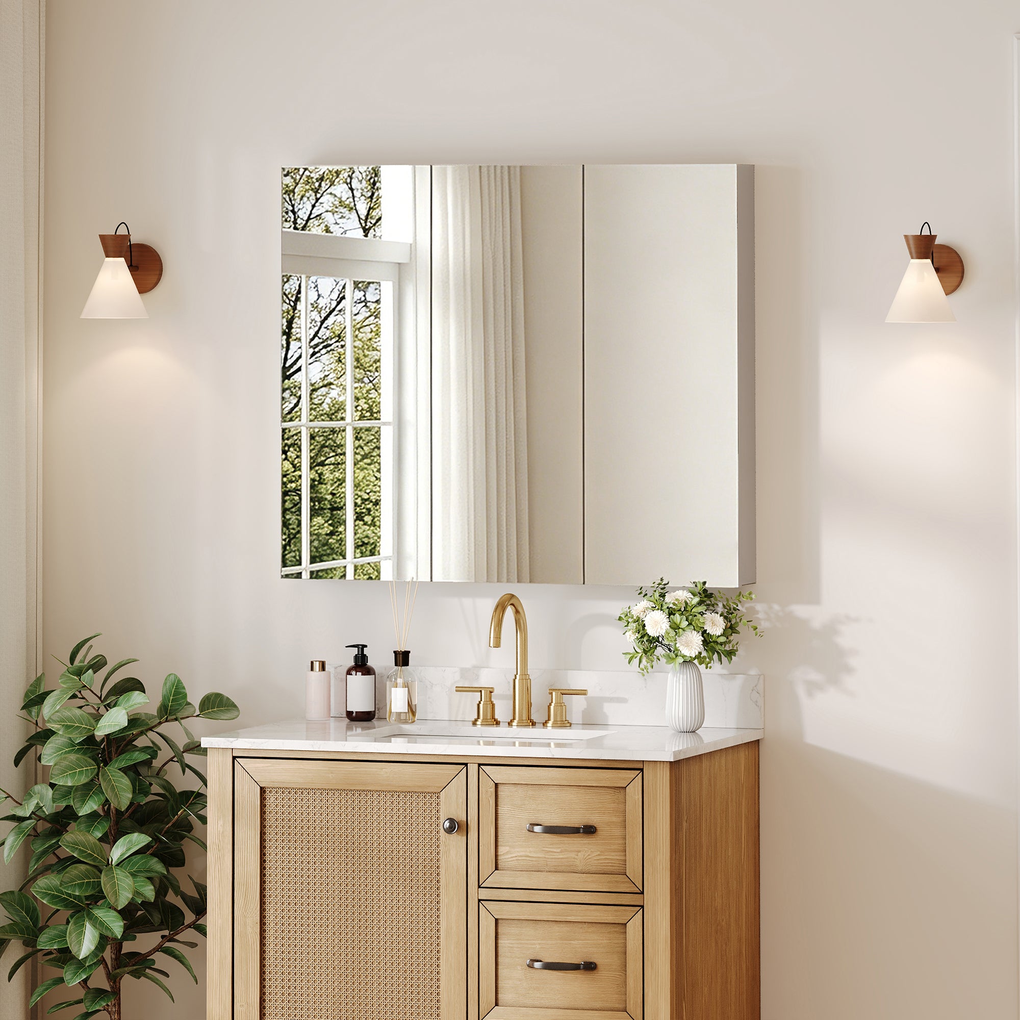 DeerValley DV-1MC0498/499/500 LED Medicine Cabinet – Adjustable Color Temp, Anti-Fog & Double Door