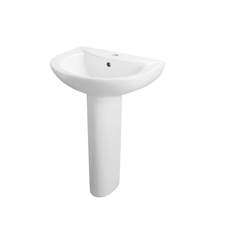 DeerValley Bath DeerValley DV-1P523 Liberty 20" X 17" U-Shape White Ceramic Pedestal Bathroom Sink With Overflow