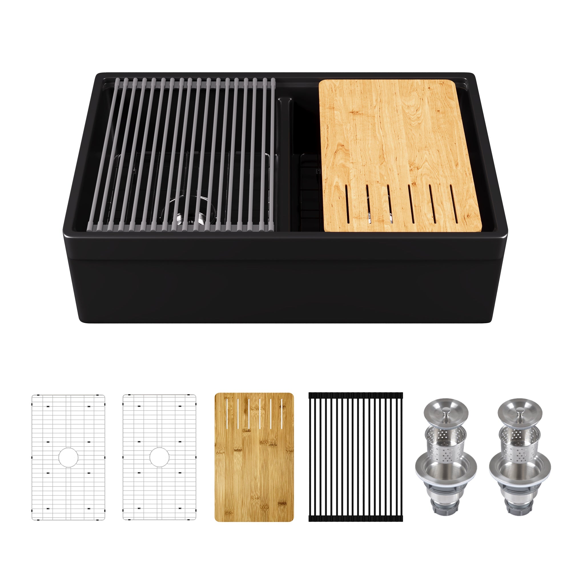 32.87" L x 20" W Rectangular Workstation Farmhouse Kitchen Sink, Easy-Cleaning With Multiple Colors