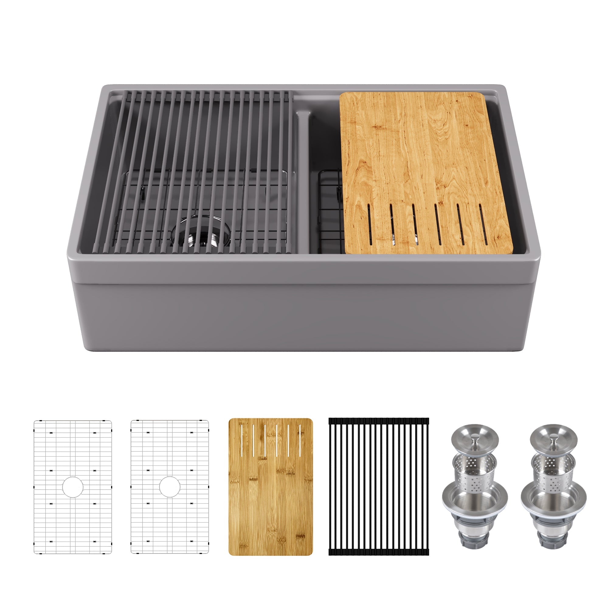 32.87" L x 20" W Rectangular Workstation Farmhouse Kitchen Sink, Easy-Cleaning With Multiple Colors