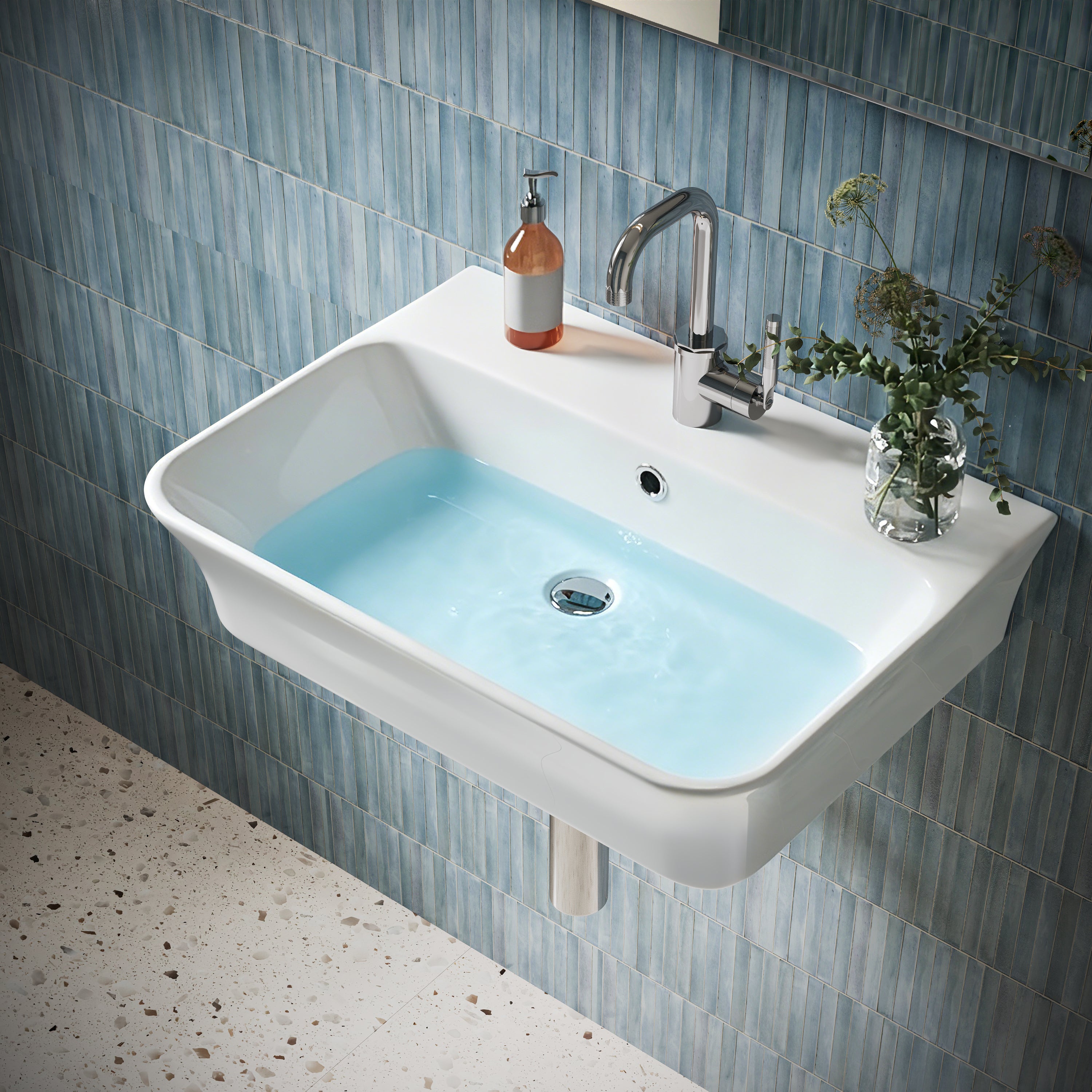 DeerValley DV-1WS0476 Wall Mounted Sink Vitreous China Rectangular Basin with Overflow