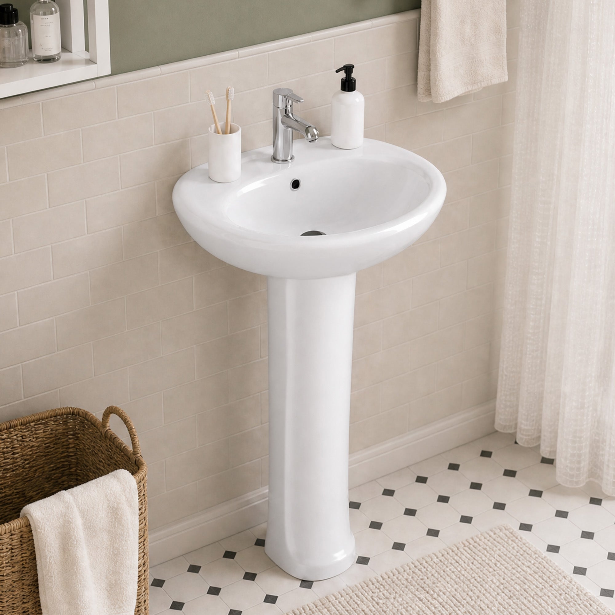 DeerValley DV-1P530 Pedestal Sink – Compact & Durable with Overflow
