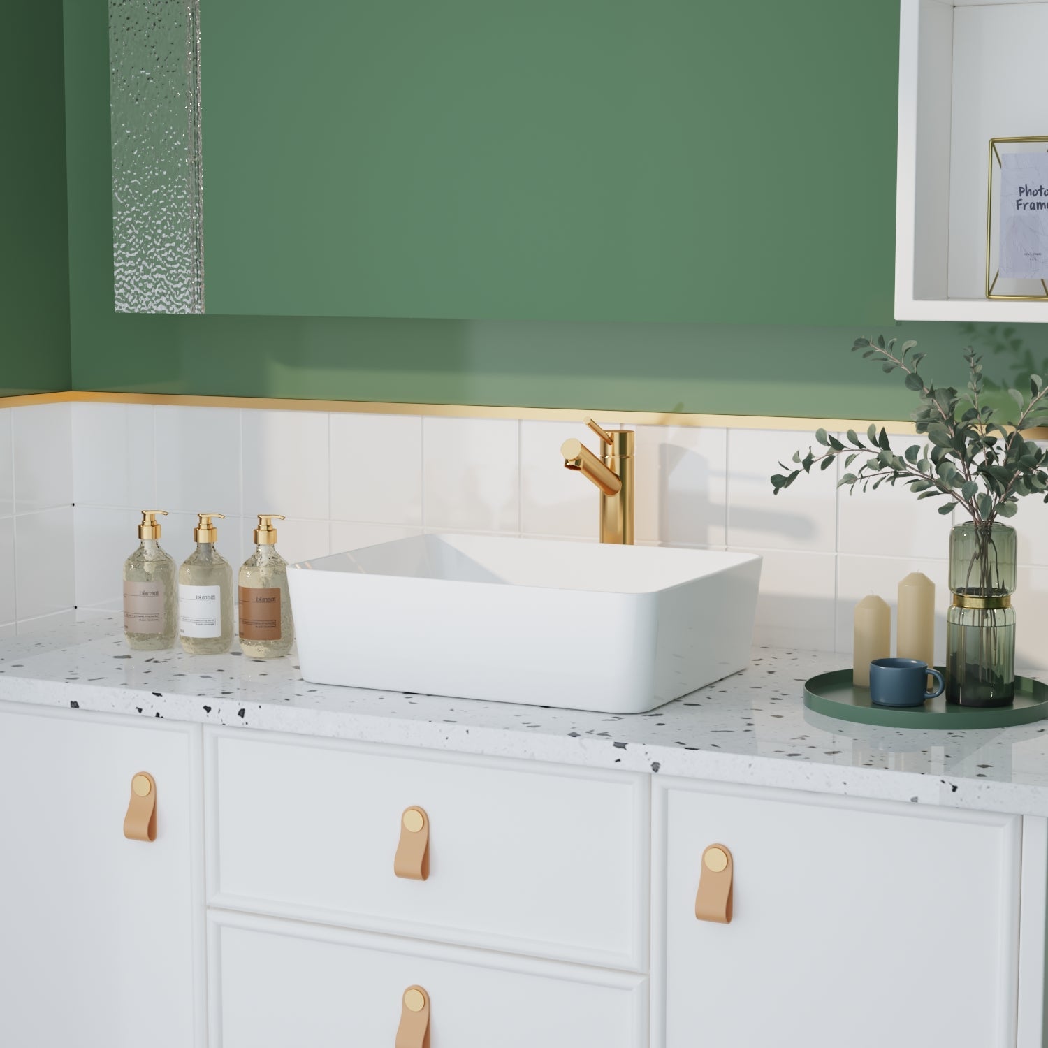 DeerValley Bath DeerValley DV-1V031 Ally Ceramic Sleek Rectangular Bathroom Vessel Sink Vessel Sink