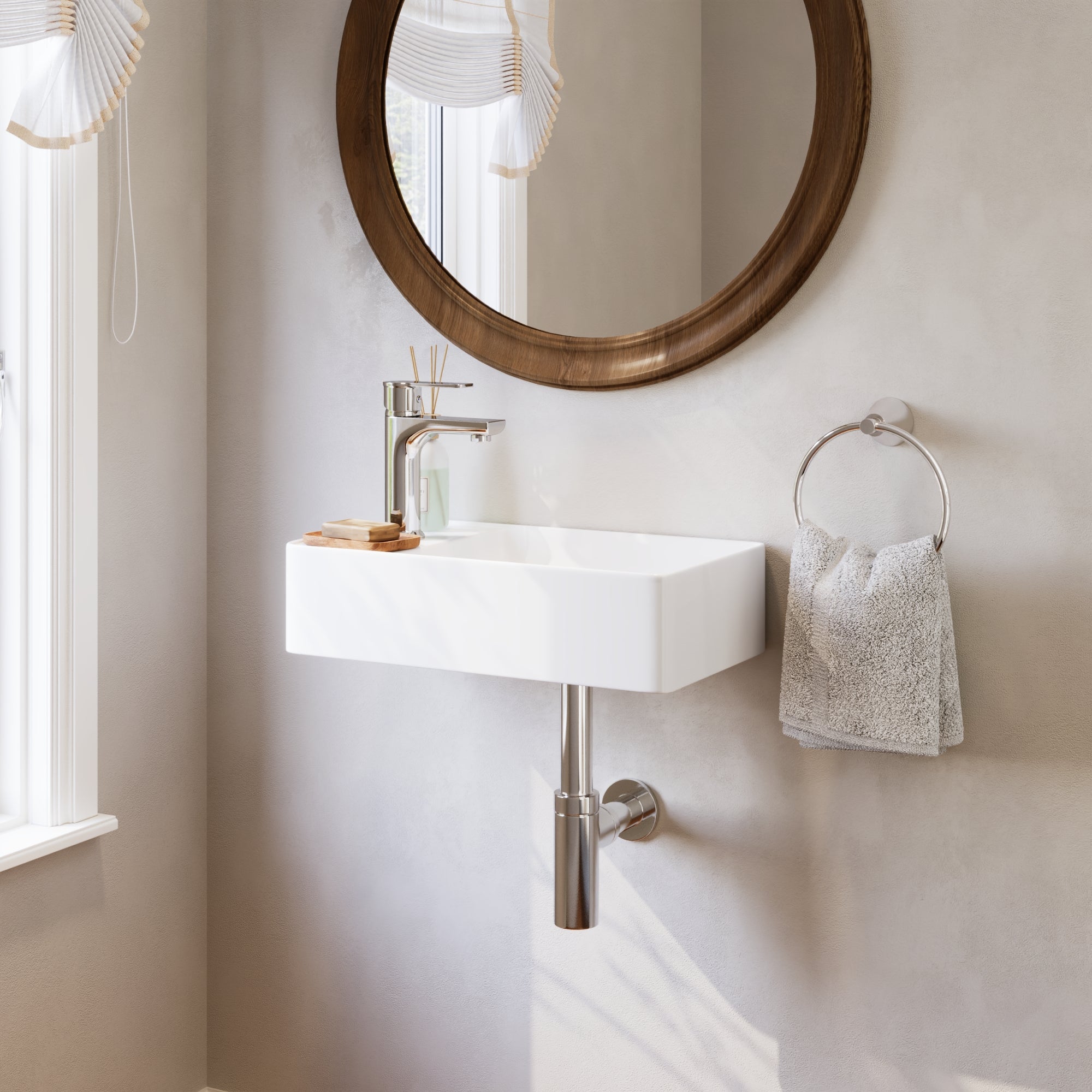 DeerValley DV-1V081L Wall Mounted Sinks Glossy Ceramic Wall Faucet Ready