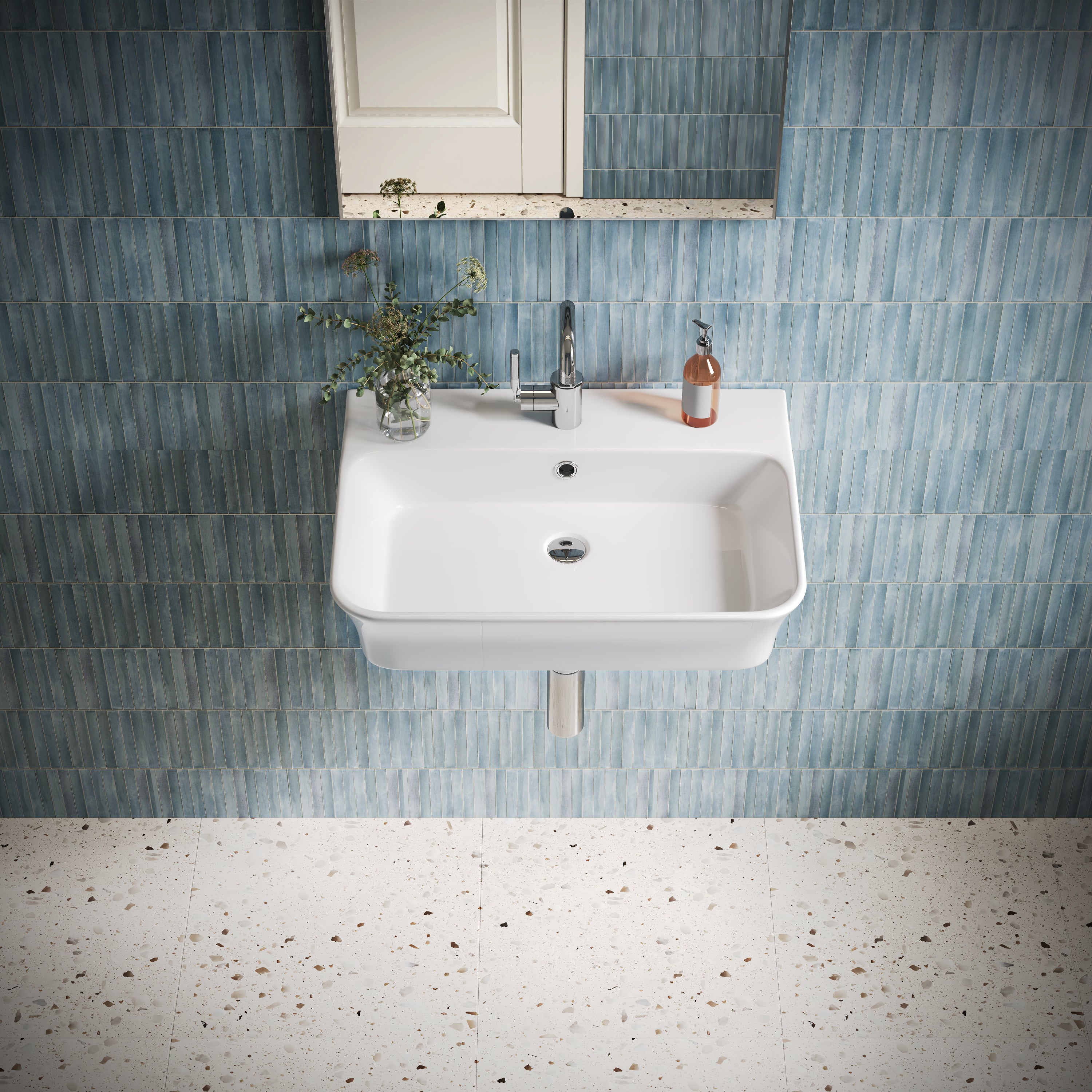 DeerValley DV-1WS0476 Wall Mounted Sink Vitreous China Rectangular Basin with Overflow