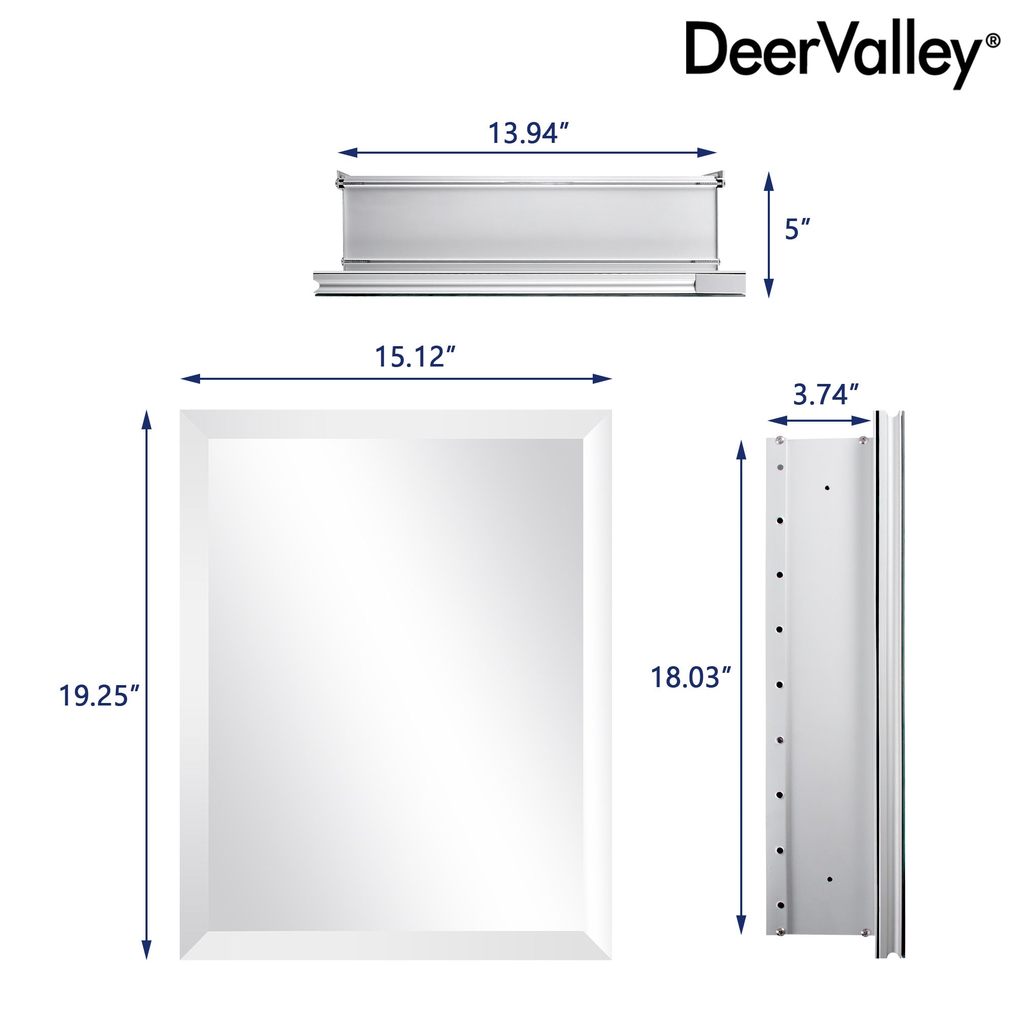 Rectangular Bathroom Medicine Cabinet, Frameless With Mirror With Multiple Types
