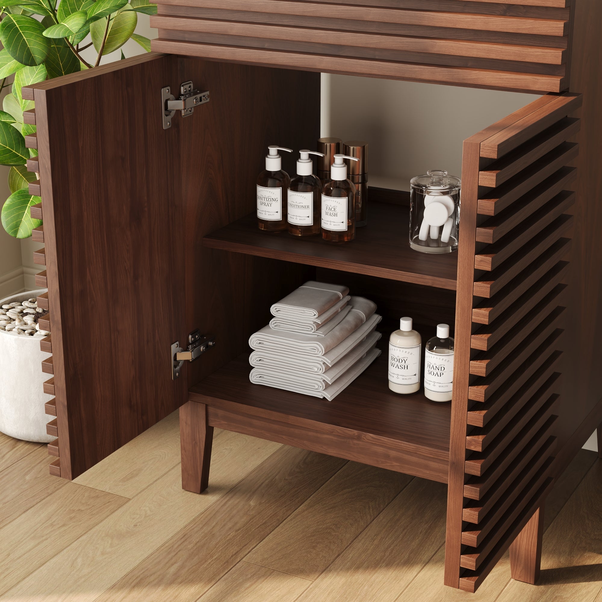 24" Rectangular Bathroom Vanity, with Ceramic Sink Top Set-up