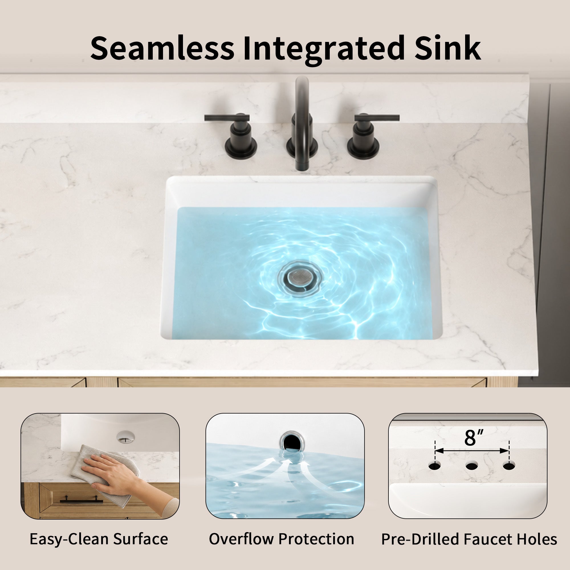 DeerValley DV-1BV0158NW Double Sink Vanity, Natural Oak Soft-Close Drawers & Doors, 72-in Pre-assembled