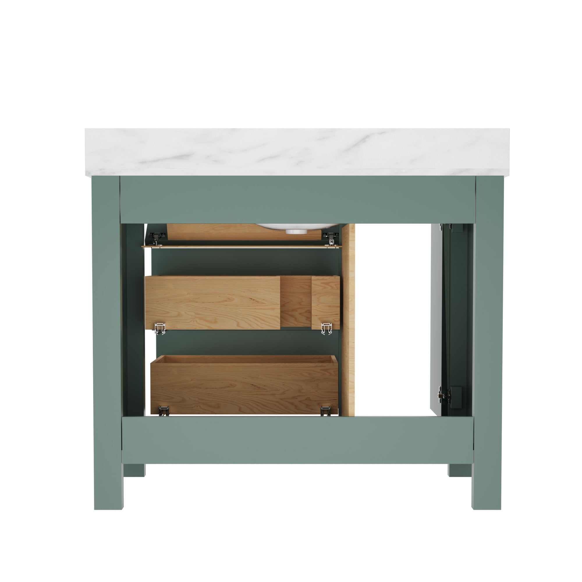 42" Fully Assembled Single Bathroom Vanity with Artificial Marble Top, Natural Wood