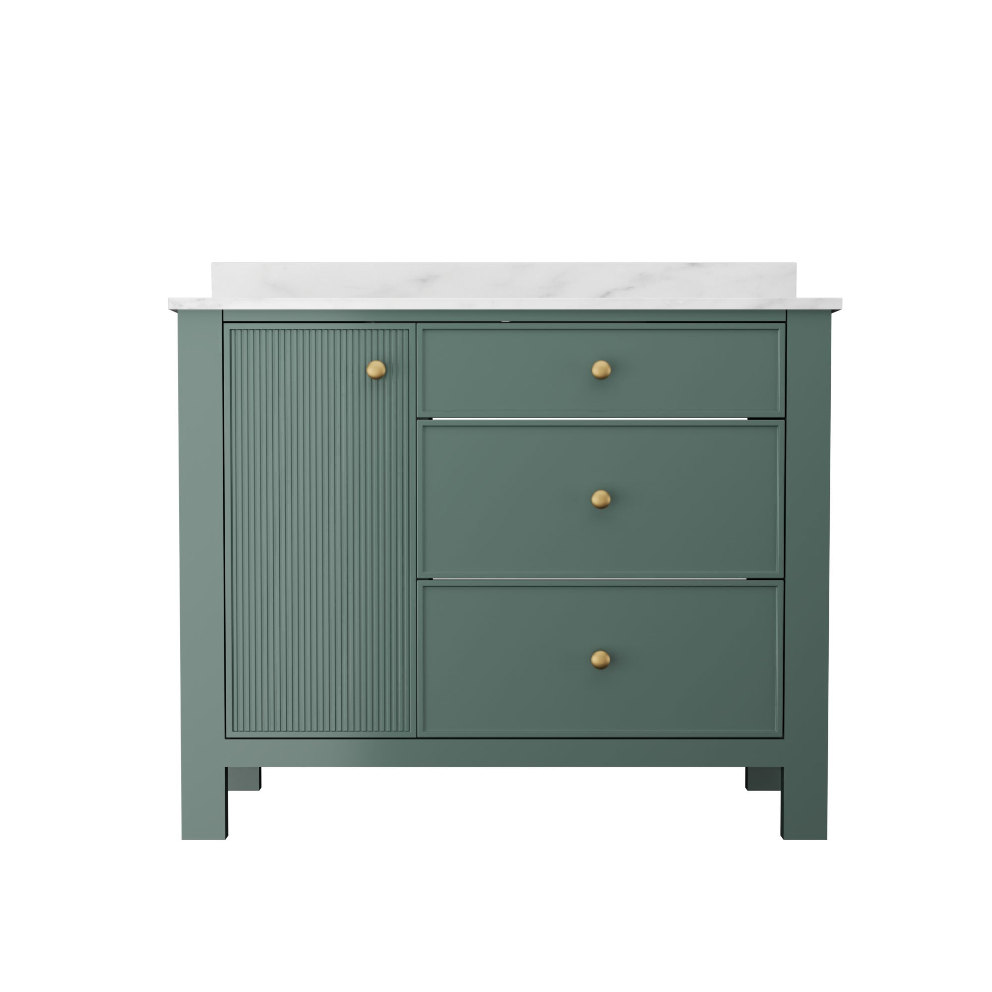 42" Fully Assembled Single Bathroom Vanity with Artificial Marble Top, Natural Wood