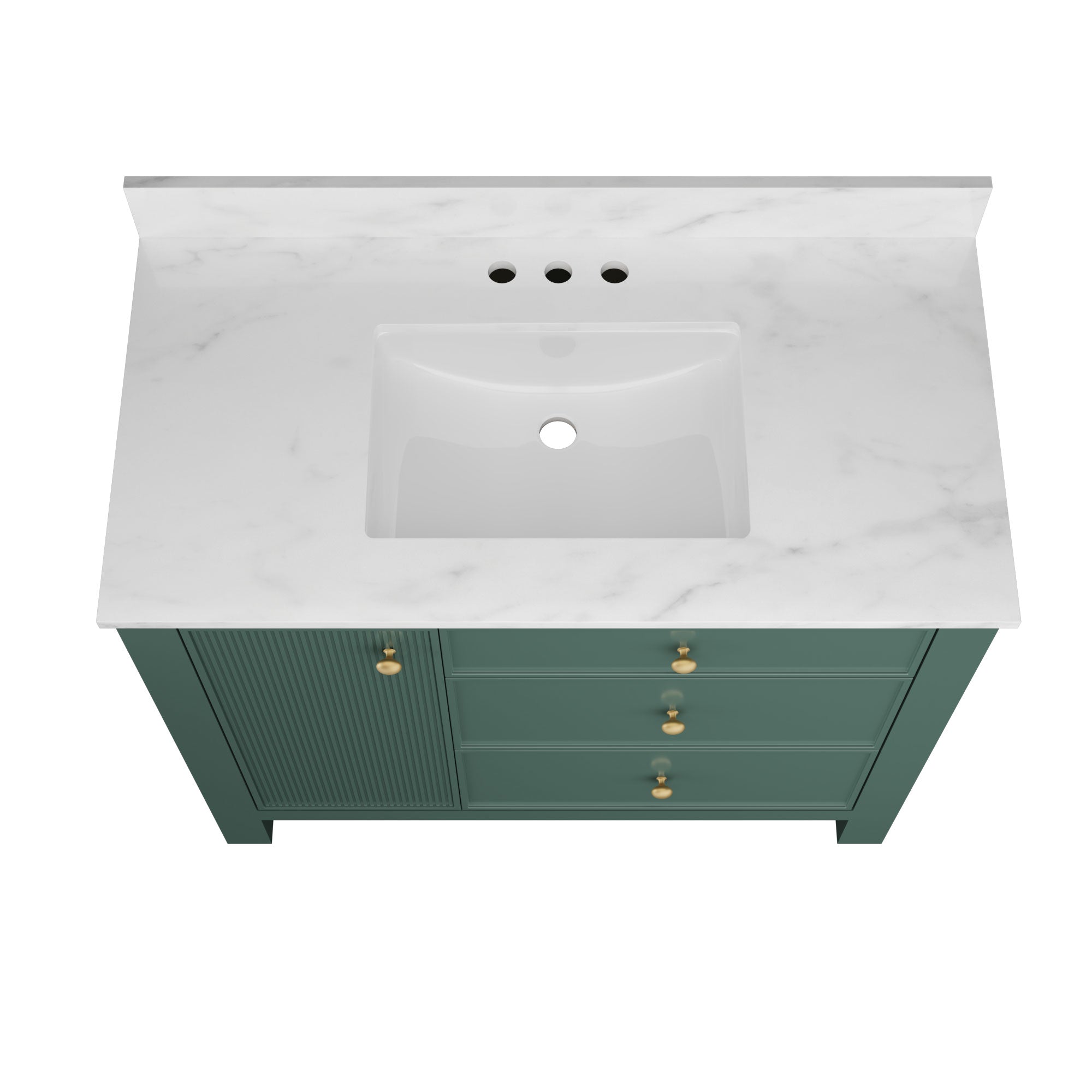 42" Fully Assembled Single Bathroom Vanity with Artificial Marble Top, Natural Wood