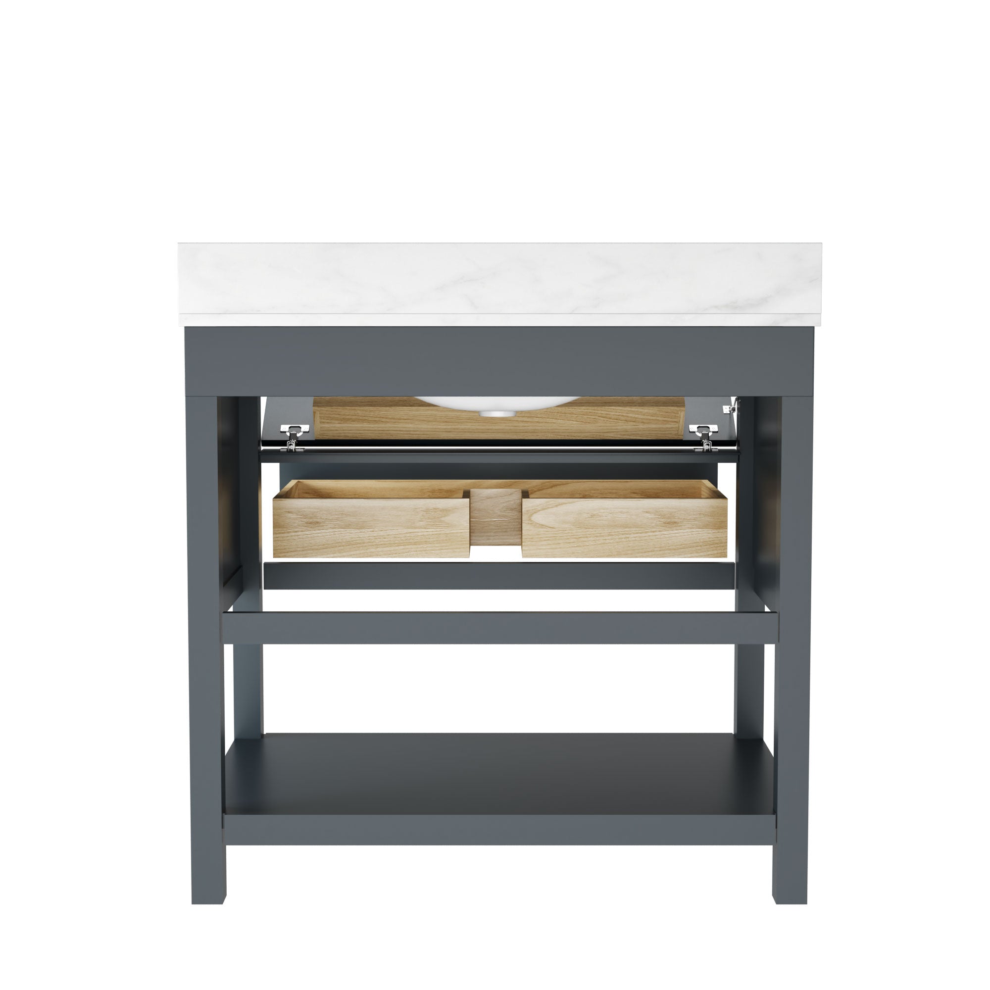 36" Fully Assembled Single Bathroom Vanity with Artificial Marble Top, Green&Blue