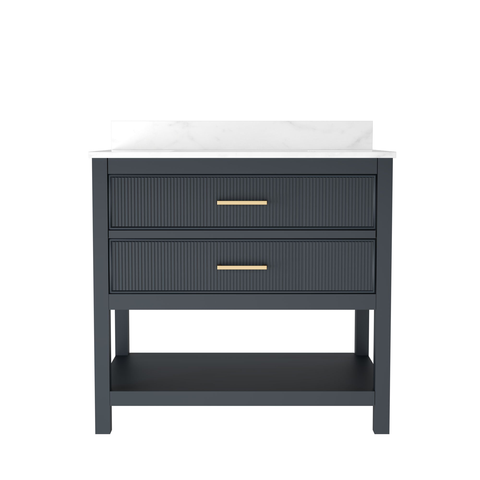 36" Fully Assembled Single Bathroom Vanity with Artificial Marble Top, Green&Blue