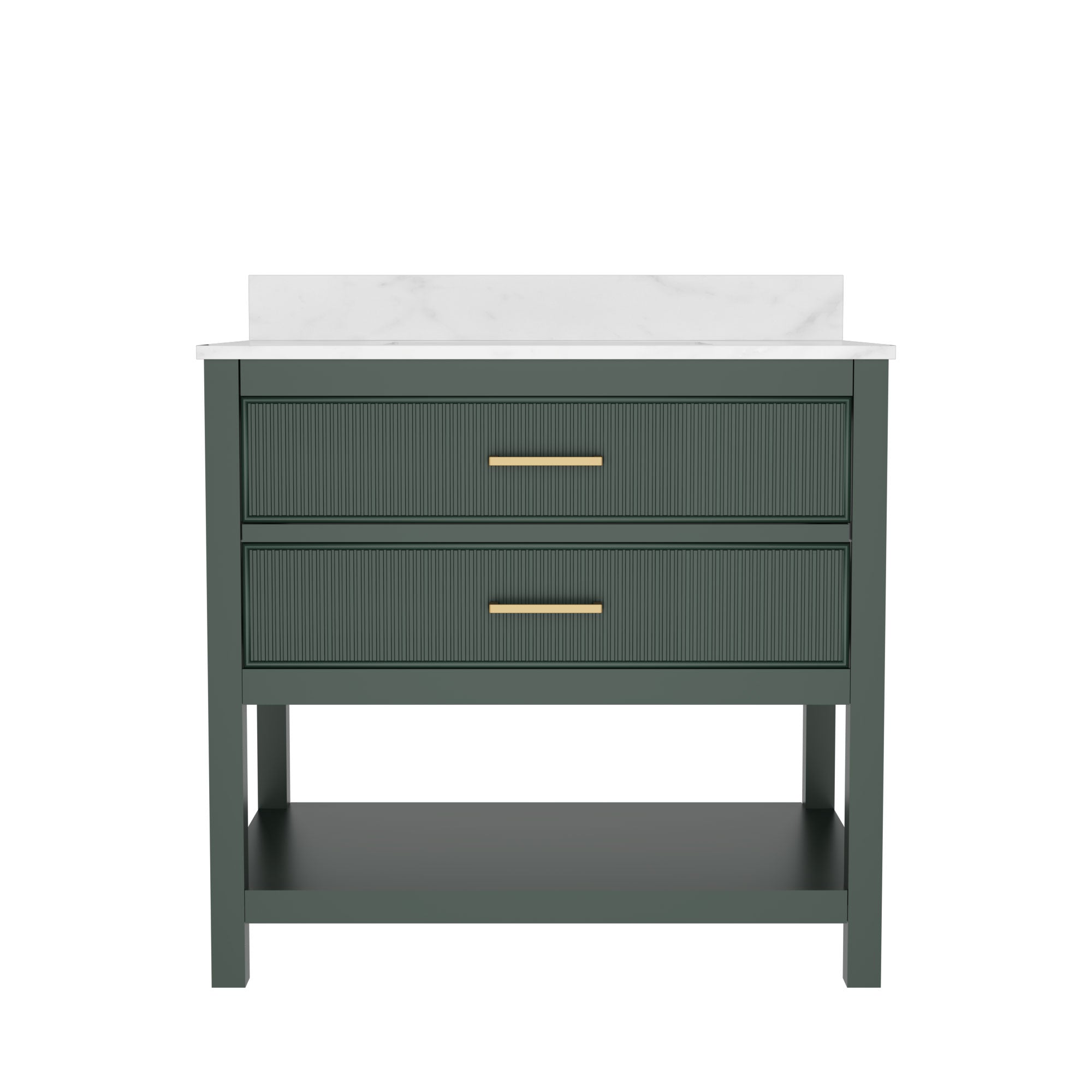 36" Fully Assembled Single Bathroom Vanity with Artificial Marble Top, Green&Blue