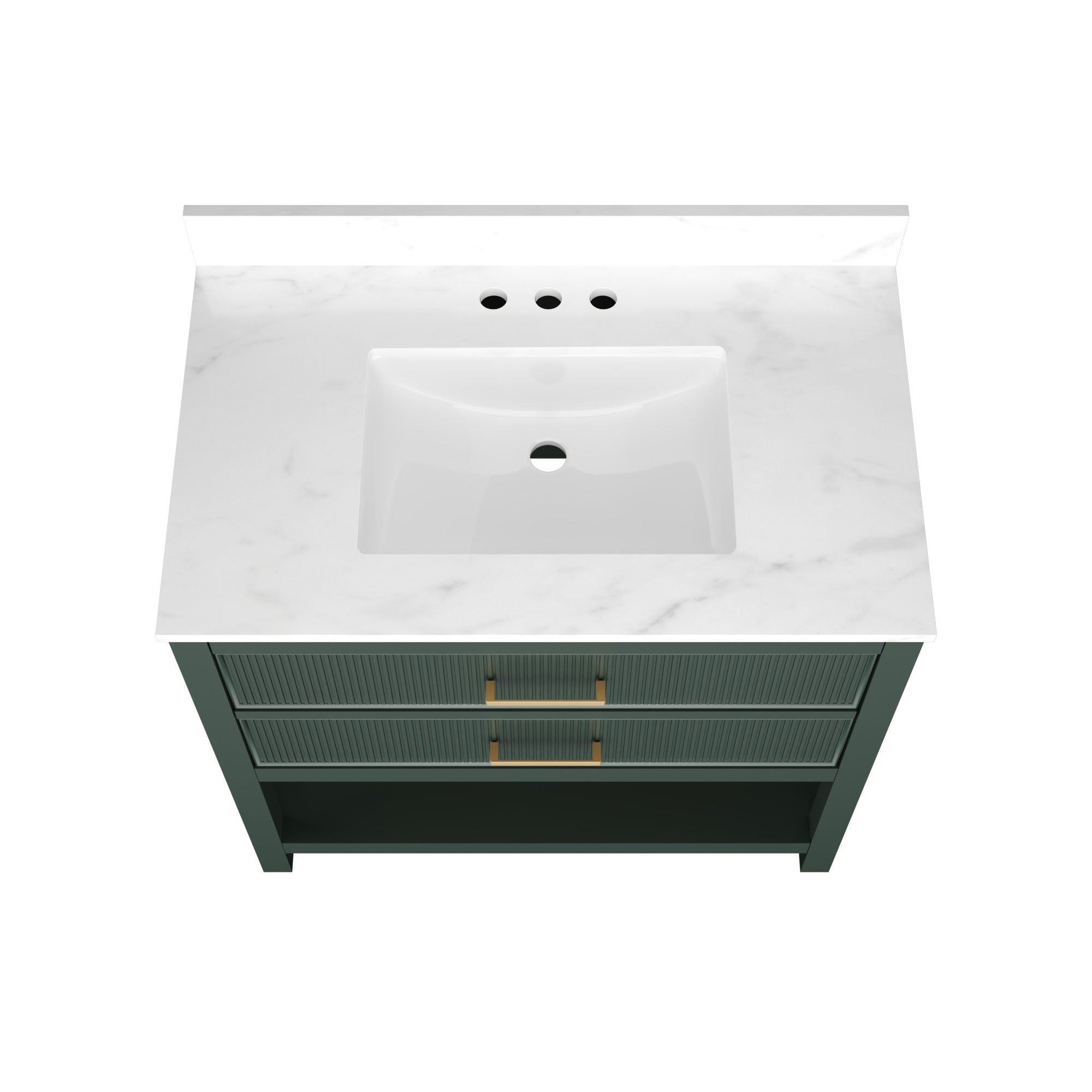 36" Fully Assembled Single Bathroom Vanity with Artificial Marble Top, Green&Blue