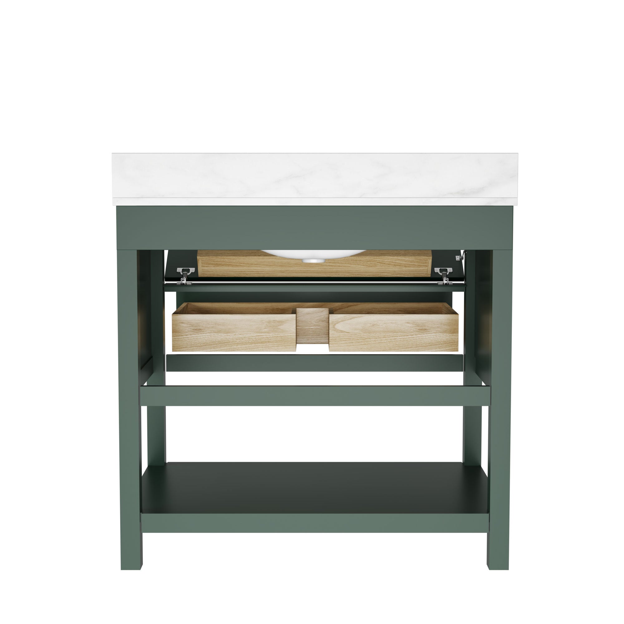 36" Fully Assembled Single Bathroom Vanity with Artificial Marble Top, Green&Blue