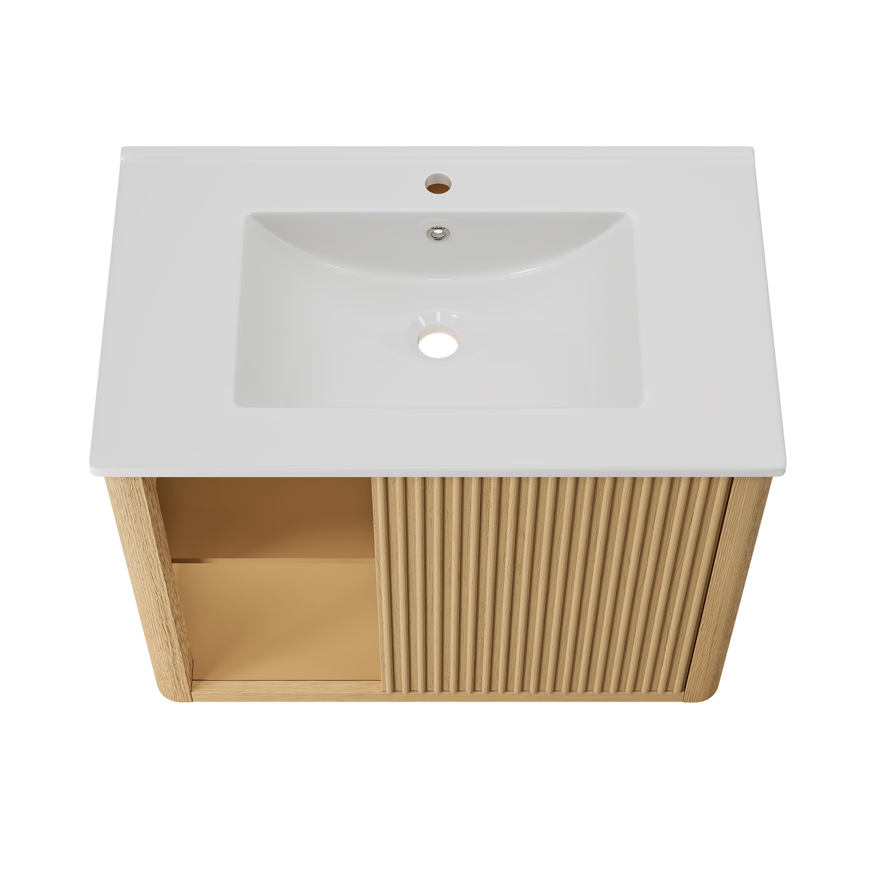 Deervalve DV-1BV0558NW Modern Wall-Mounted Single Bathroom Vanity with Ceramic Top