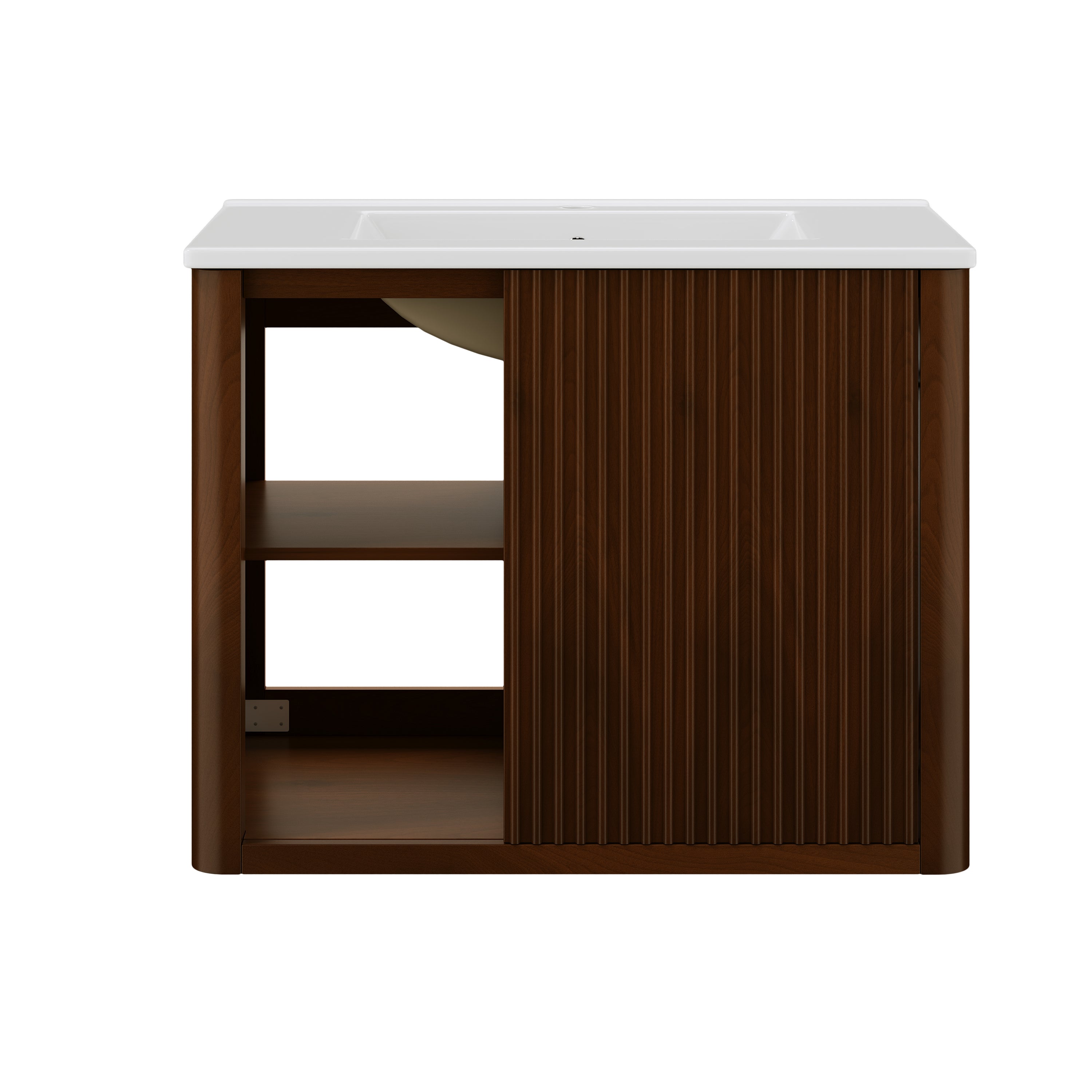 Deervalve DV-1BV0558NW Modern Wall-Mounted Single Bathroom Vanity with Ceramic Top