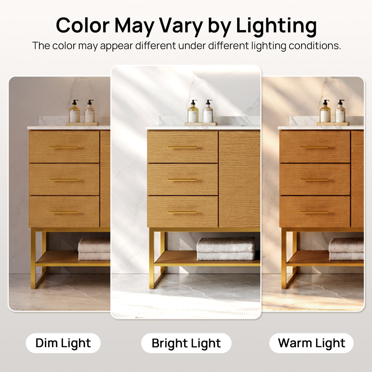 DeerValley DV-1BV0598NW Bathroom Vanity with Sink, Natural Wood & Stone Top