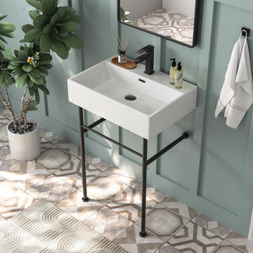 Lavabo de salle de bain rectangulaire de 24 po, trou pour robinet simple