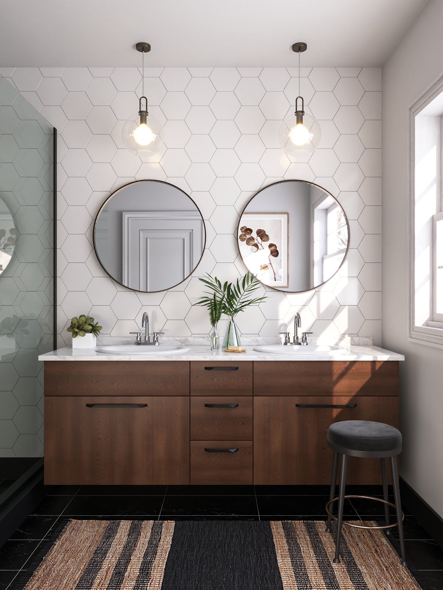 16.94" Round Drop-in Bathroom Sink, Overflow Hole