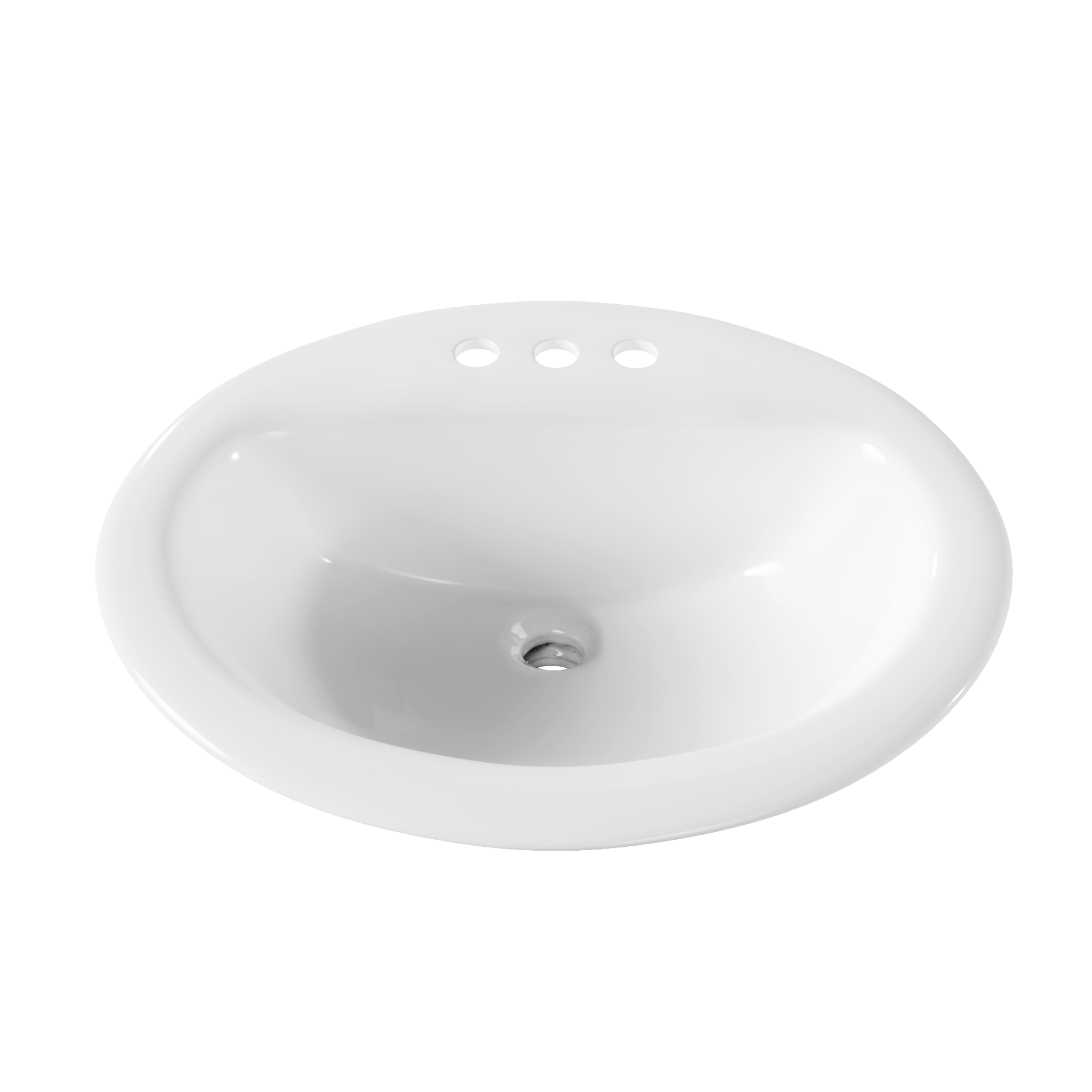 16.94" Round Drop-in Bathroom Sink, Overflow Hole