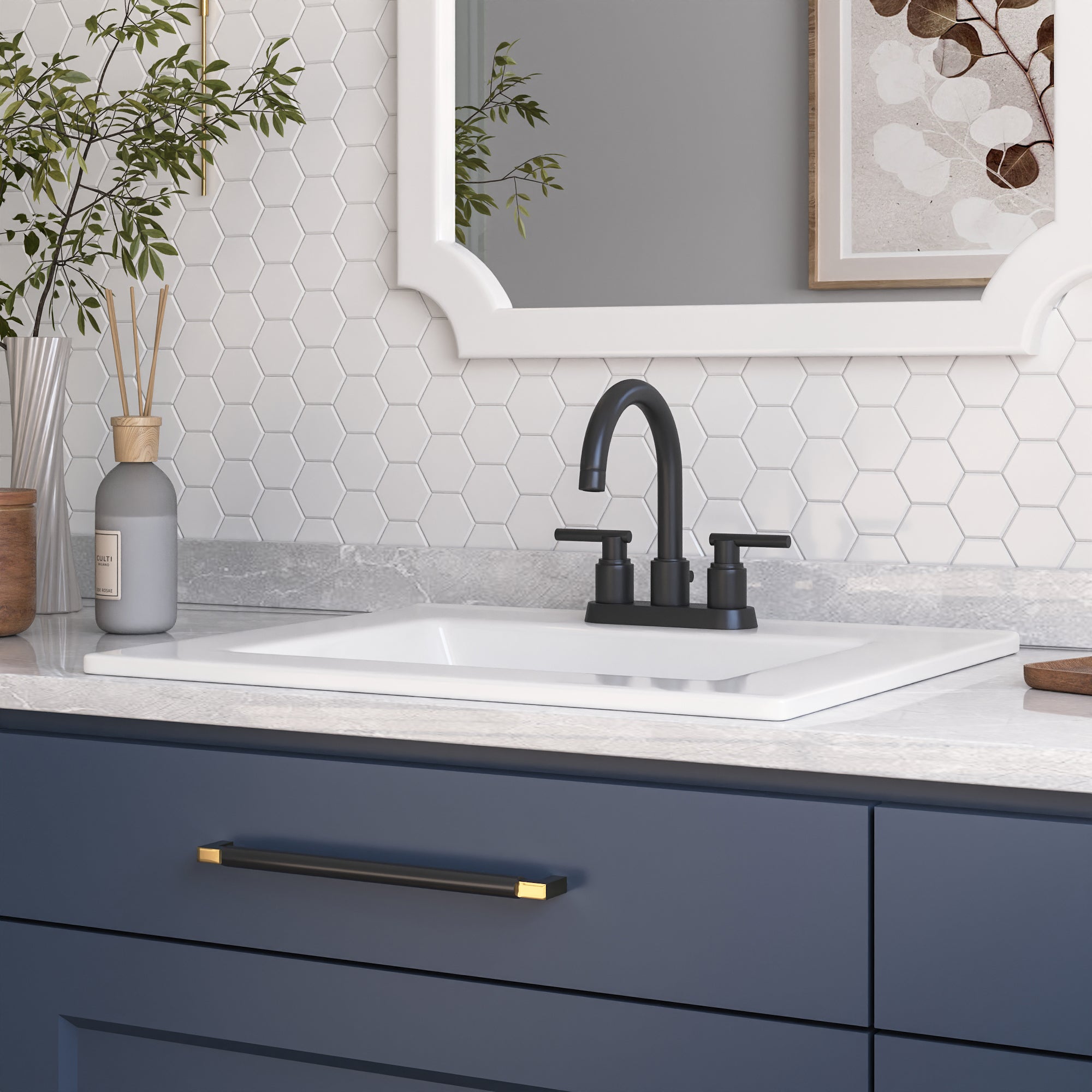 18.12" Rectangular Drop-in Bathroom Sink, Overflow Hole