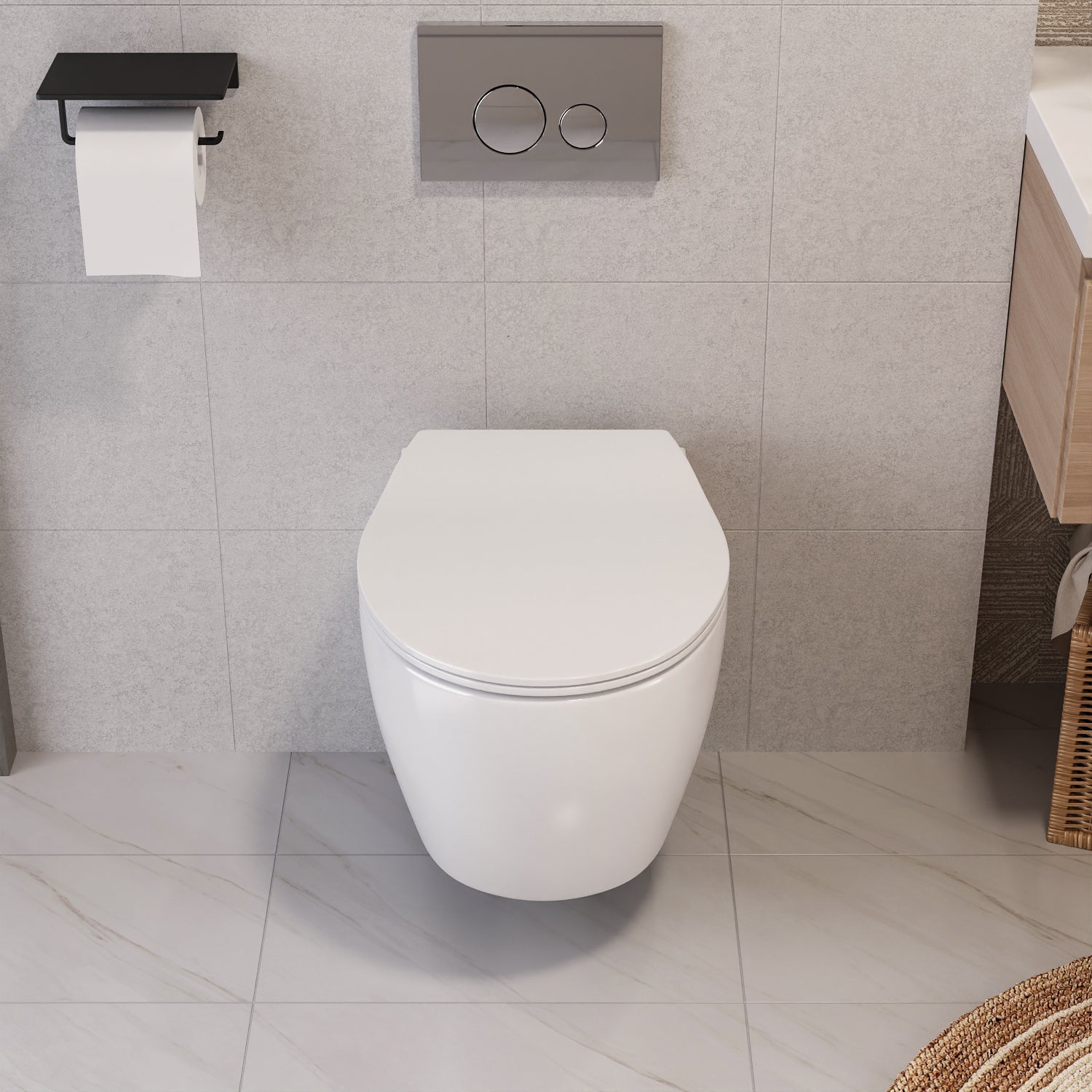 LIBERTY Wall-Hung Elongated Toilet, 1.1/1.6GPF Dual-Flush with Multiple Colors