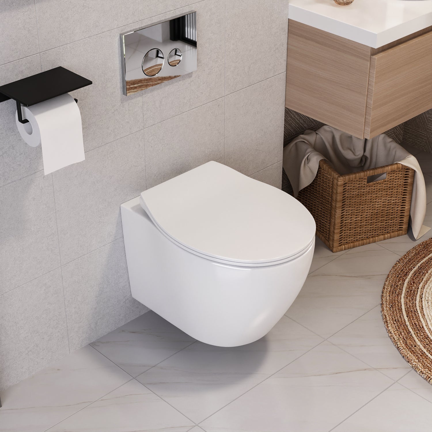 LIBERTY Wall-Hung Elongated Toilet, 1.1/1.6GPF Dual-Flush with Multiple Colors