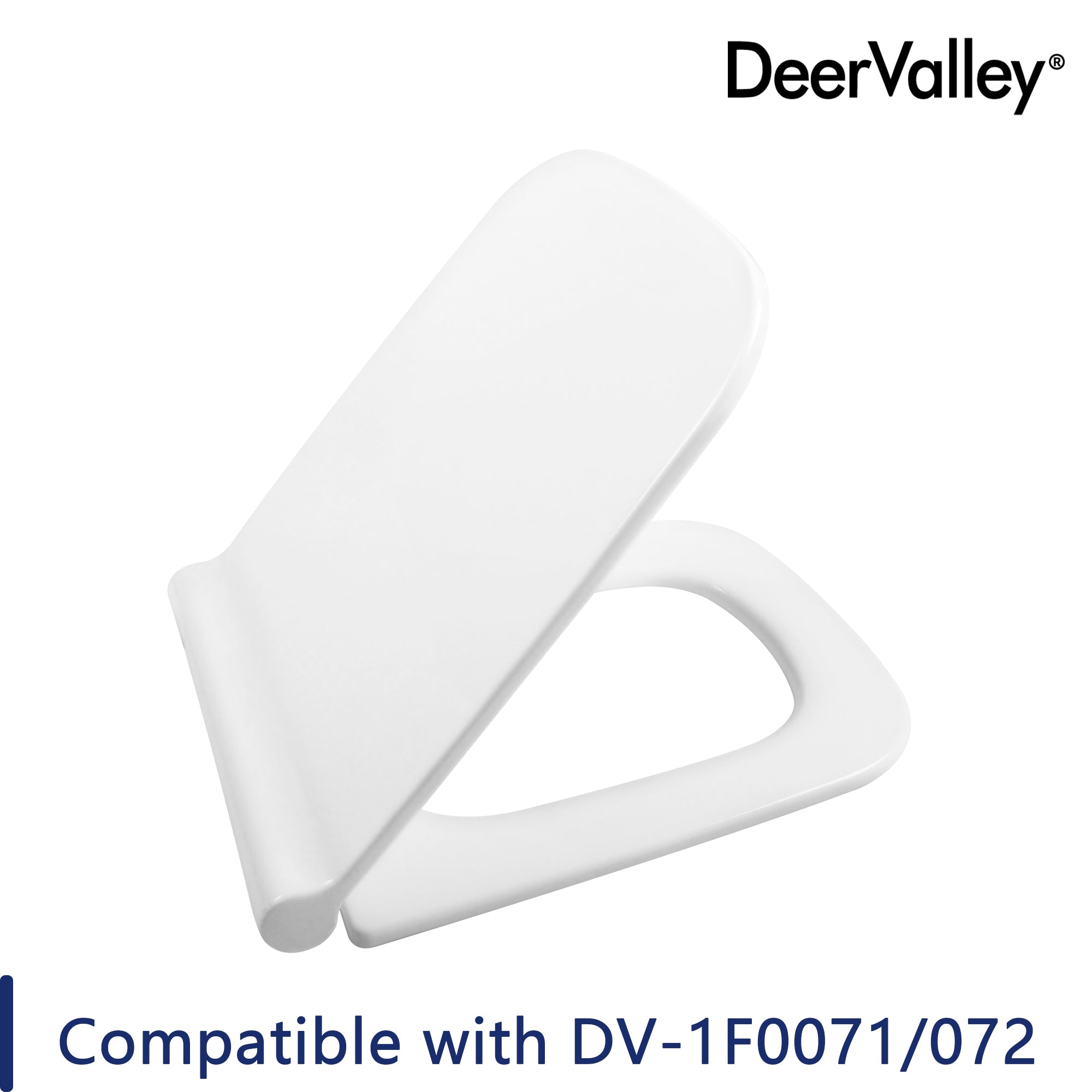 DeerValley DV-F0071S11 Quick-Release Soft-Close Square Plastic Polypropylene (PP) Toilet Seat (Fit with DV-1F0071/DV-1F0072)