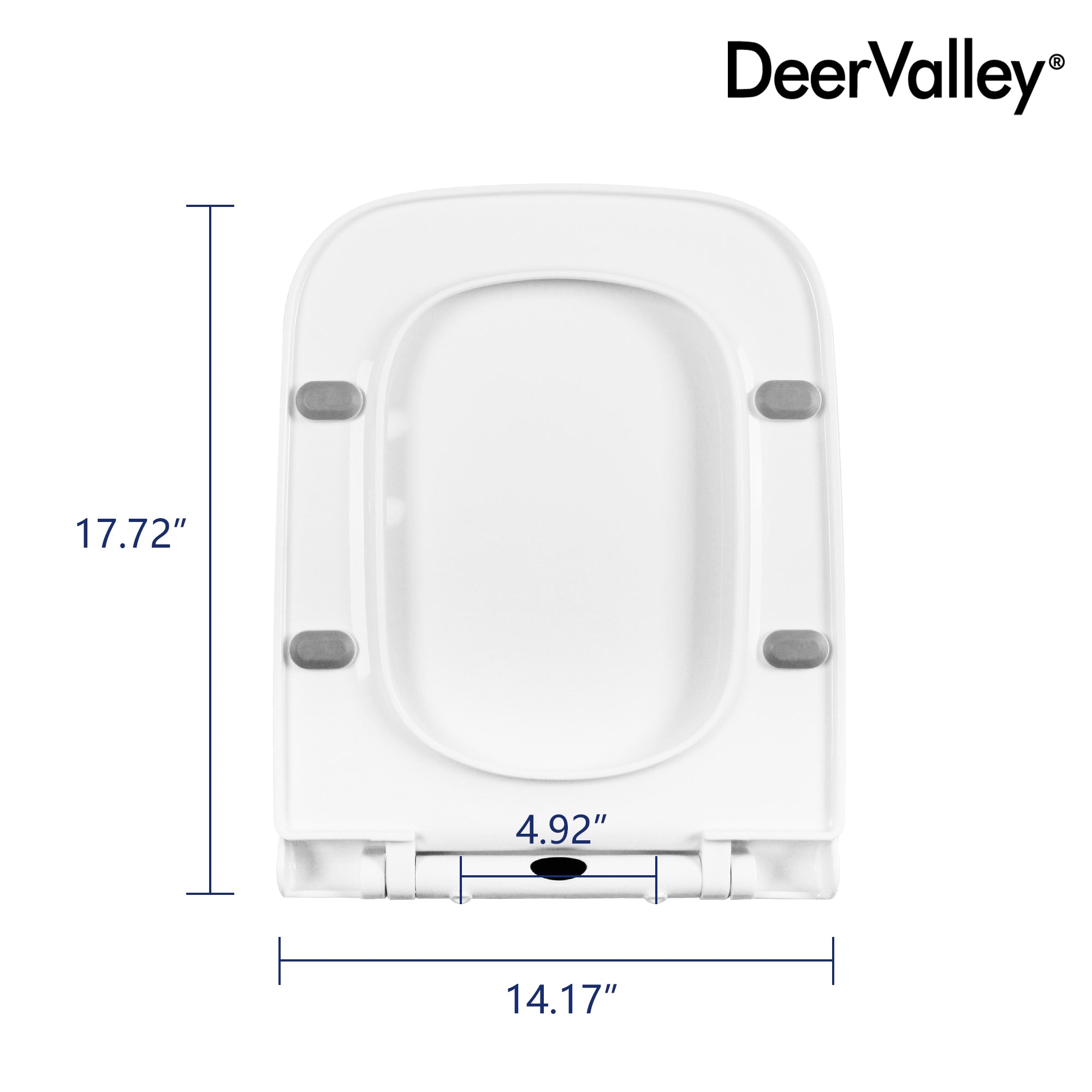 DeerValley DV-F0071S11 Quick-Release Soft-Close Square Plastic Polypropylene (PP) Toilet Seat (Fit with DV-1F0071/DV-1F0072)