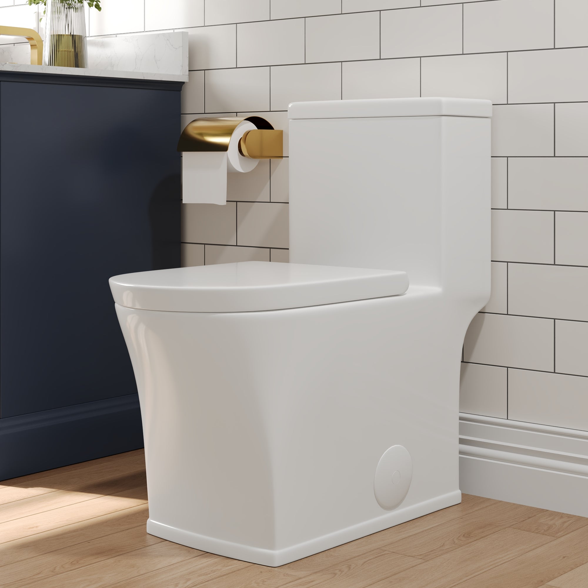 One-Piece Elongated Toilet, Dual-Flush Glazed Surface with Multiple Types