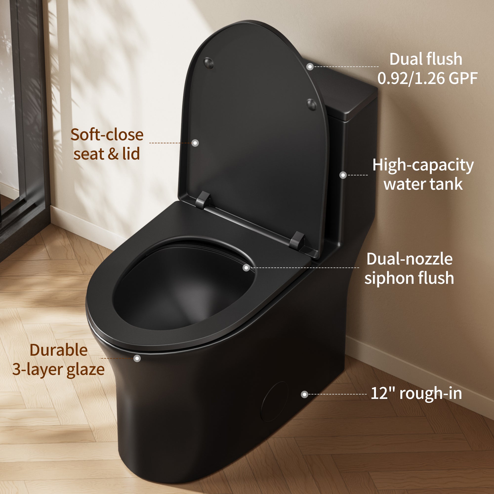 DeerValley DV-1F0250 One-Piece Toilet Soft-Close Seat Skirted Design Dual Flush