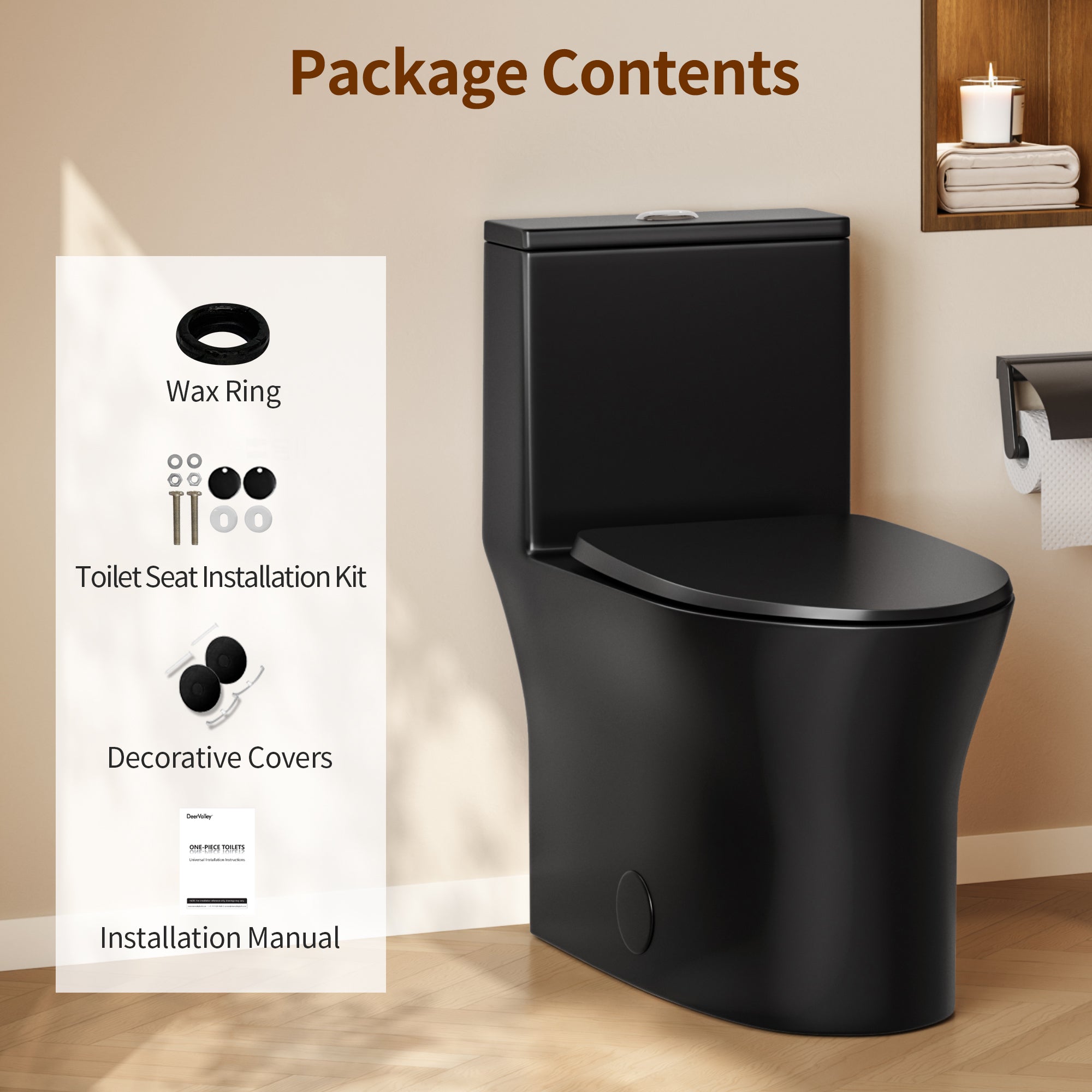 DeerValley DV-1F0250 One-Piece Toilet Soft-Close Seat Skirted Design Dual Flush