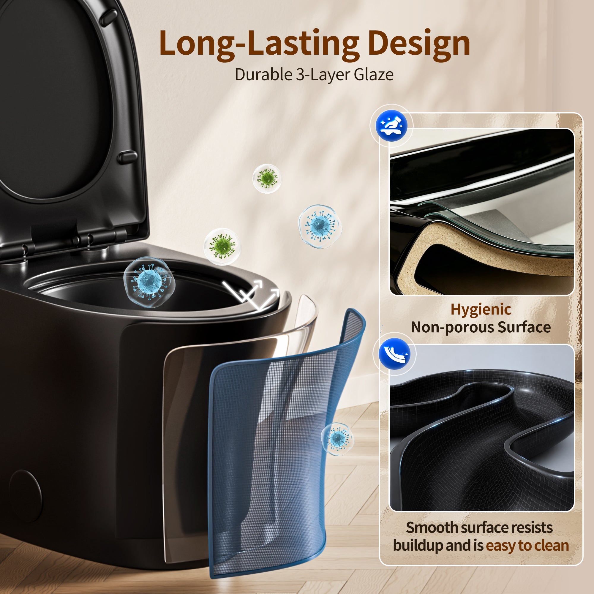 DeerValley DV-1F0250 One-Piece Toilet Soft-Close Seat Skirted Design Dual Flush